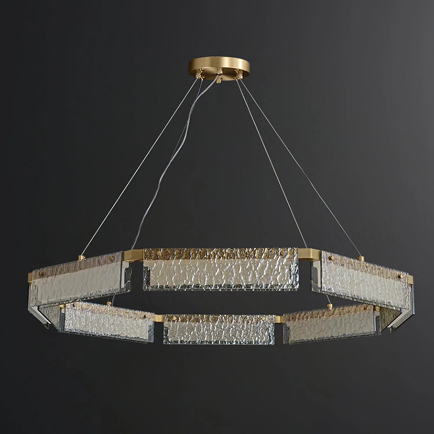 Люстра Asner LED - ∅70см x 10см, полированная латунь, холодный свет