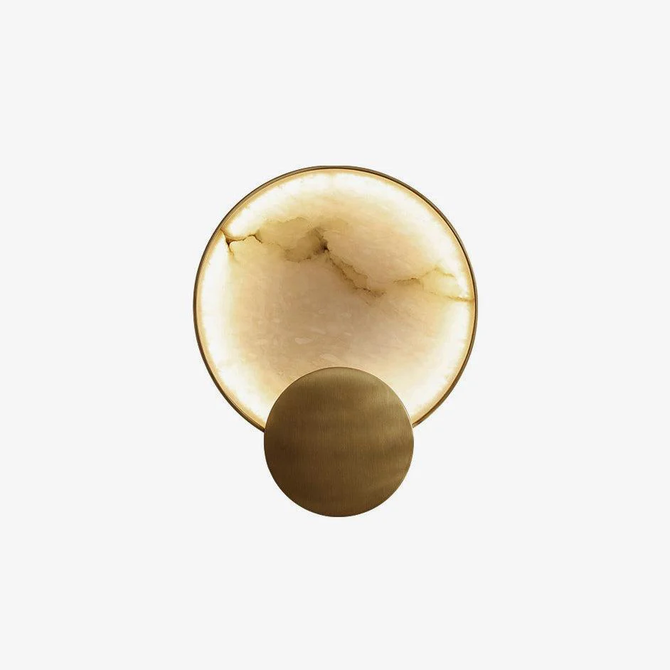 Terra Svet Wall Lamp - ∅ 8.6″ x H 11.4″ Set of 2 / Gold & White Alabaster / Cool White