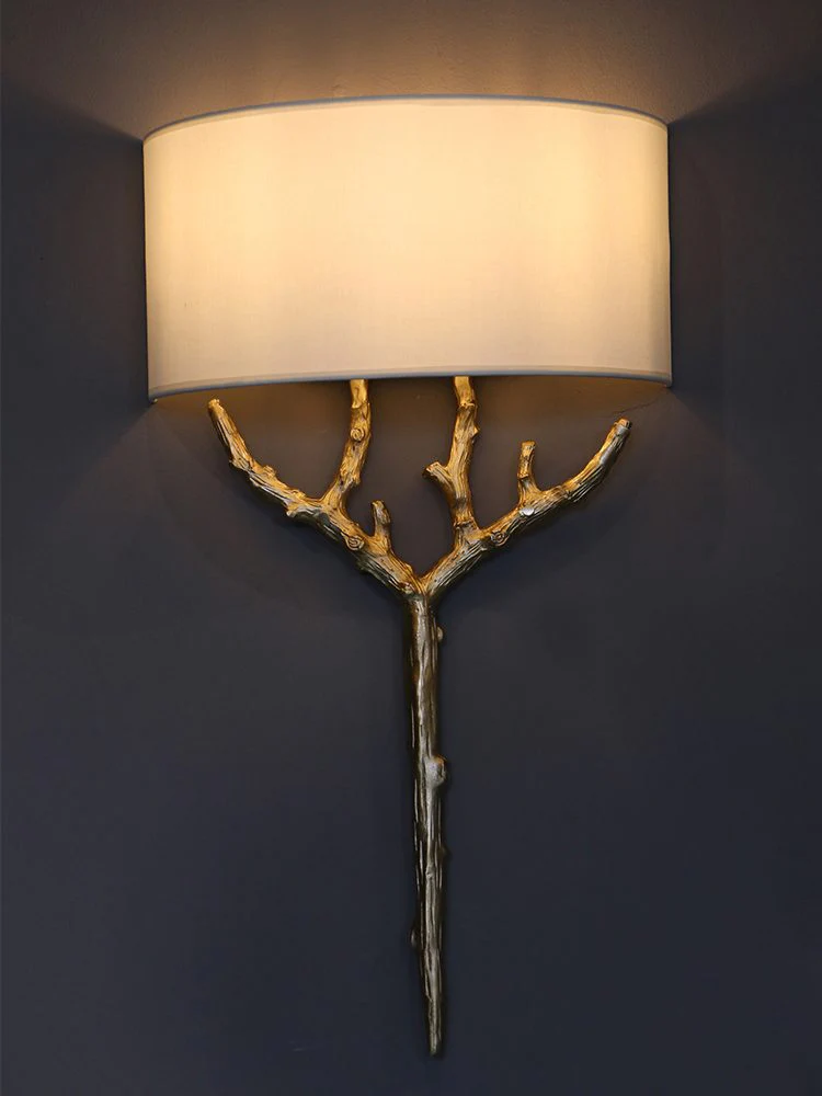 Brass Branch Wall Lamp - ∅ 18.9″ x H 26.8″ / Dia 48cm x H 68cm / Brass & White / Set Of 2