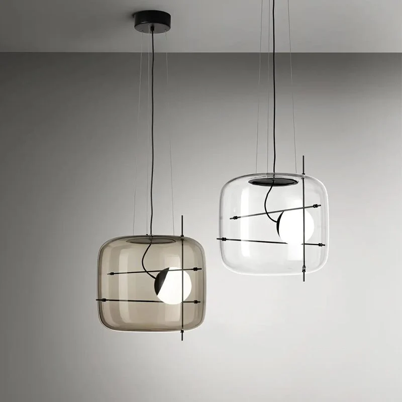 Подвесной светильник Plot Glass - ∅38см x 28см, прозрачный, черный