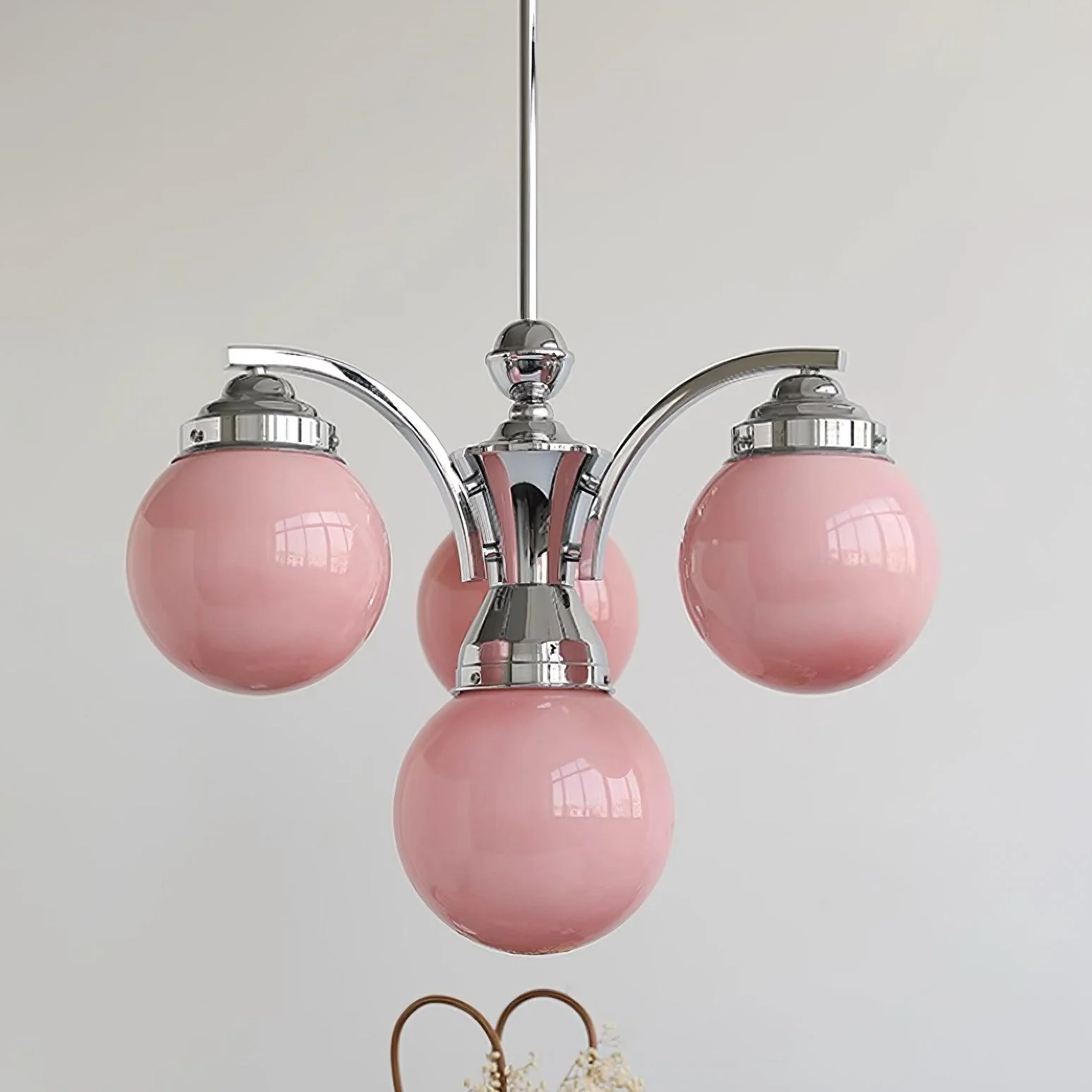 Люстра Pink Salamanca - 6 плафонов ∅75см x 45см, хром, белый