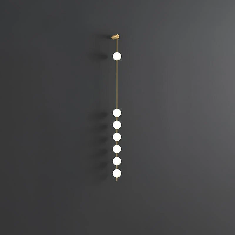 Vertical Balls Wall Lamp - 5 Lamps Set of 2 / Nickel & Glass Ball / Neutral Light