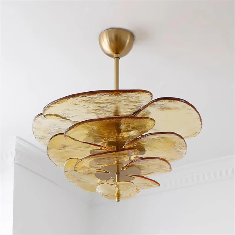 Люстра Petals Gold Murano - 4 яруса ∅67см x 29см, янтарь, золотой