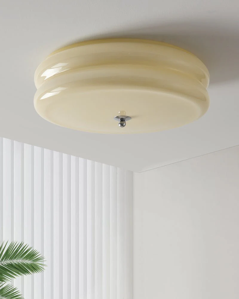 Потолочный светильник Art Deco Vintage - ∅40см x 13см, золотой, бежевый, диммер, теплый свет