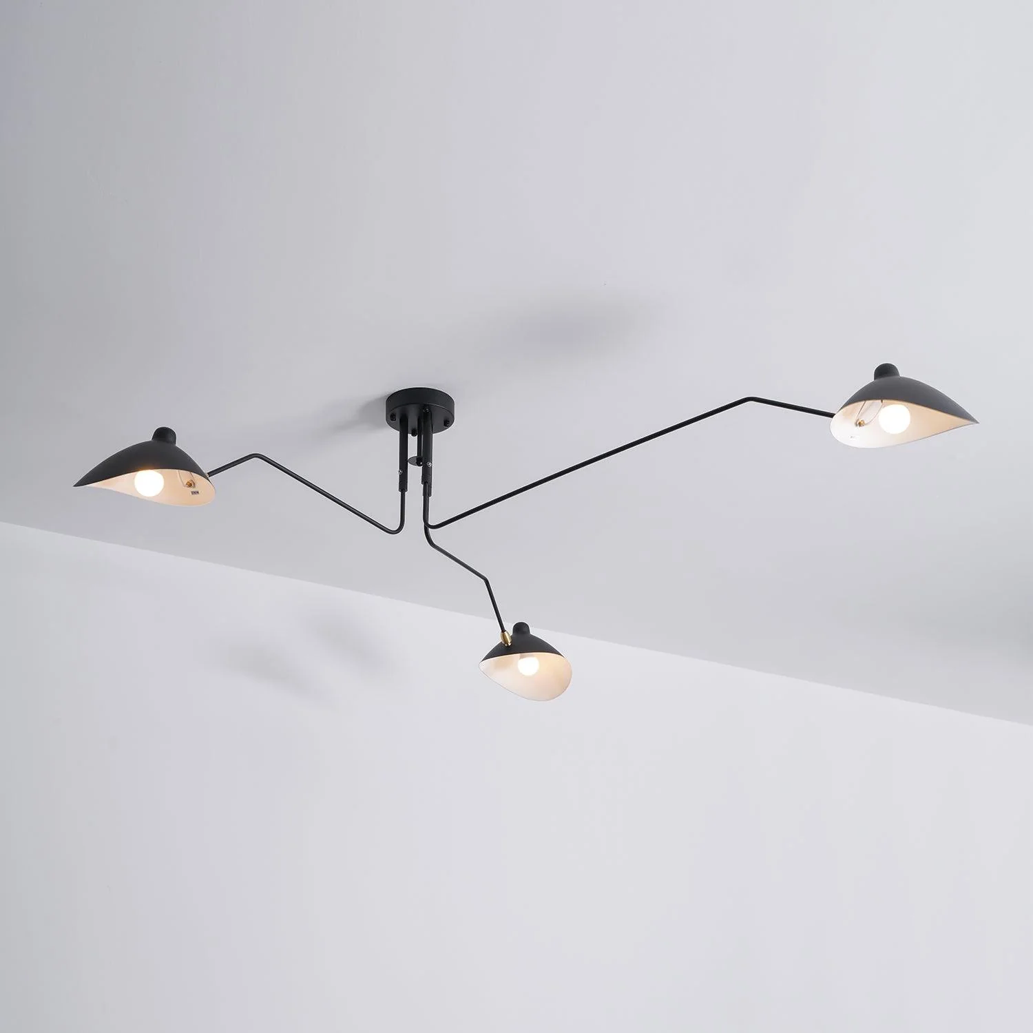 Потолочный светильник Serge Mouille A - 3 плафона 150см x 32см, черный