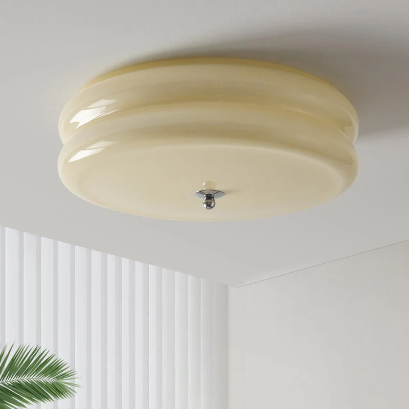 Потолочный светильник Art Deco Vintage - ∅40см x 13см, золотой, бежевый, диммер, теплый свет