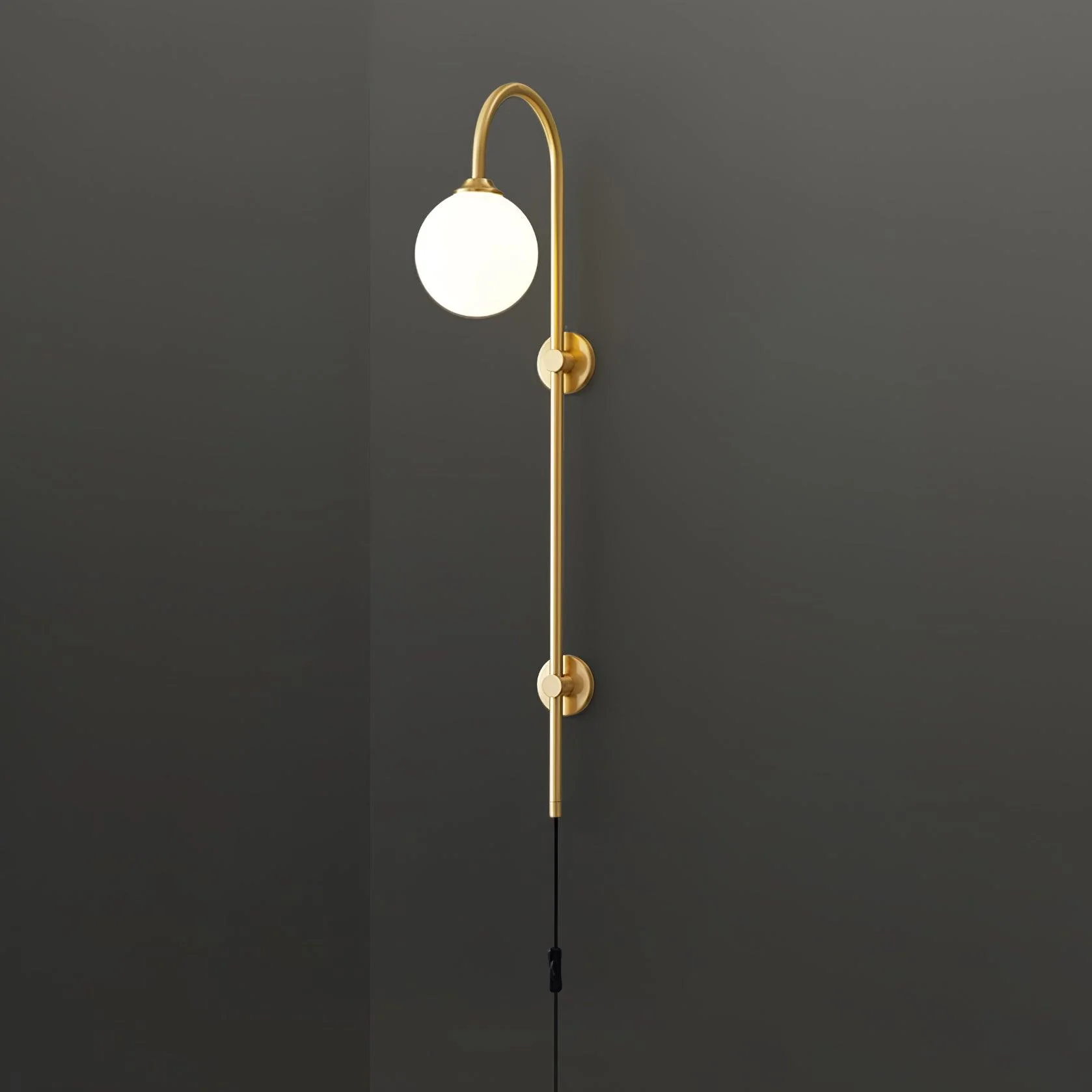 Настенный светильник Globe Brass Plug-in - ∅15см х 120см, золотой, белый