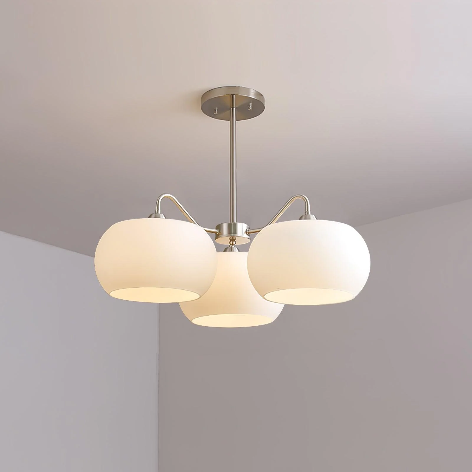 Люстра Nickel Glass Persimmon - 5 плафонов ∅90см x 30см, никель, белый