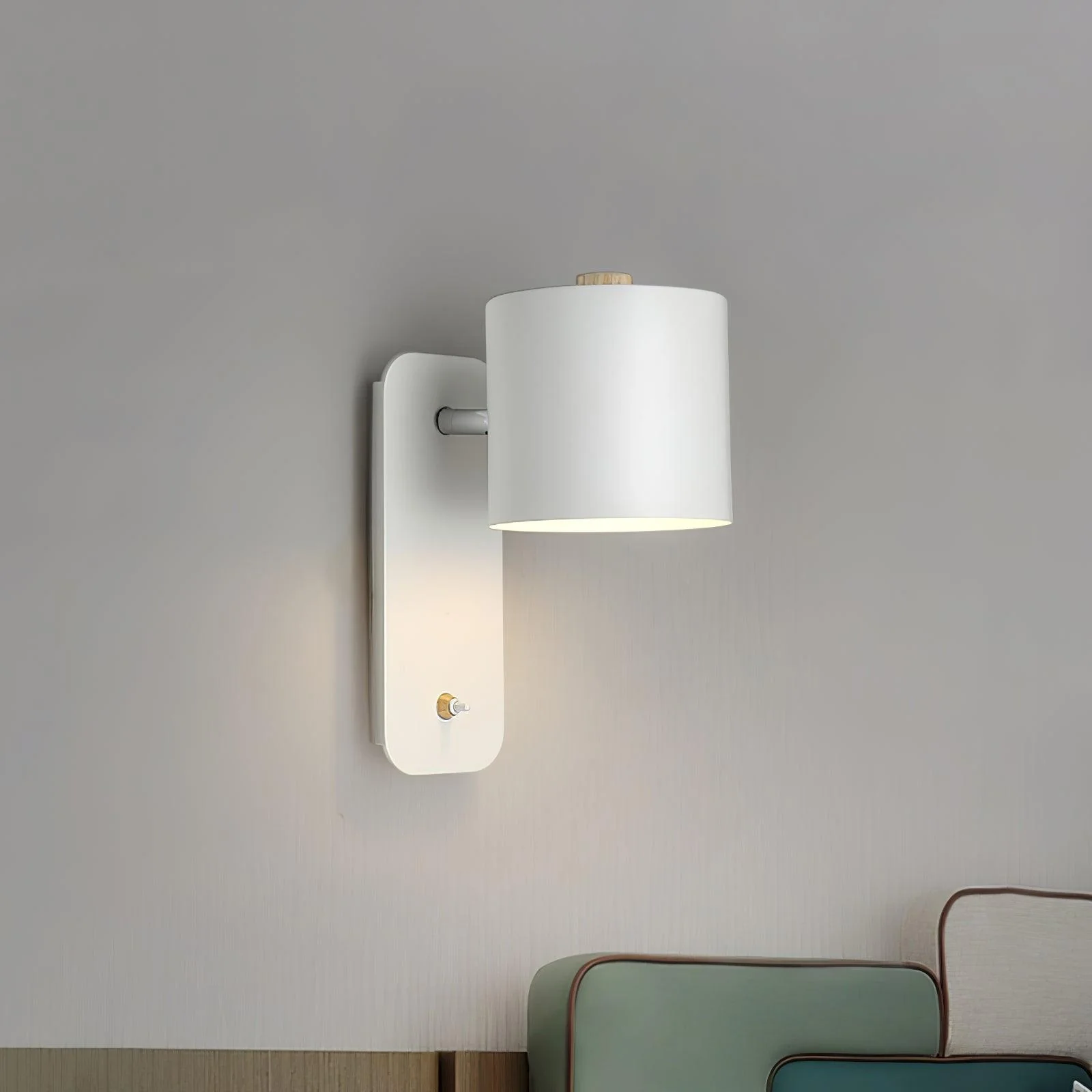Настенный светильник Rotatable Cylinder Plug-in - ∅13см x 30см, белый