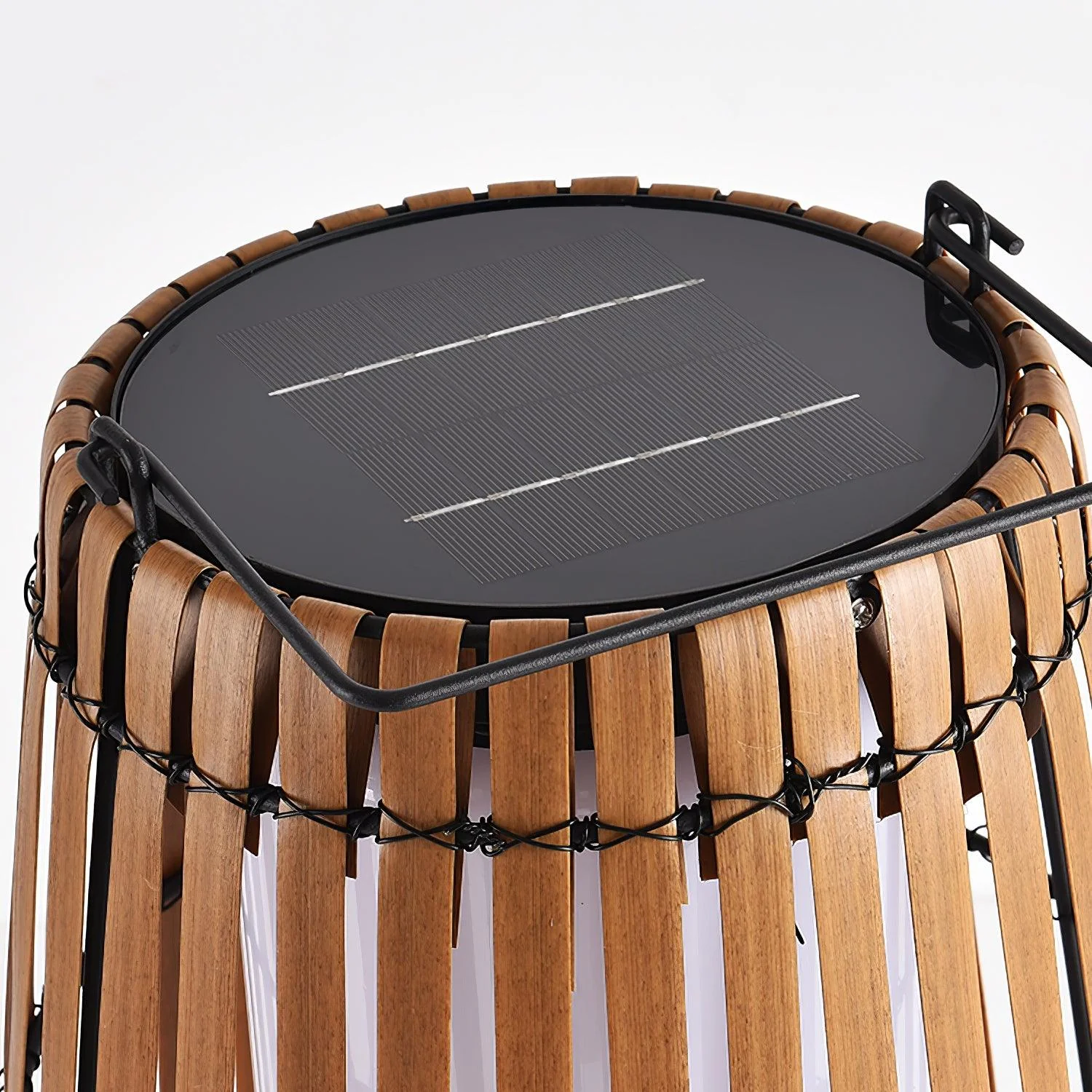 Уличный светильник Tropic Braid Lantern - модель B, солнечная батарея, ∅30см x 40см, черный, дерево