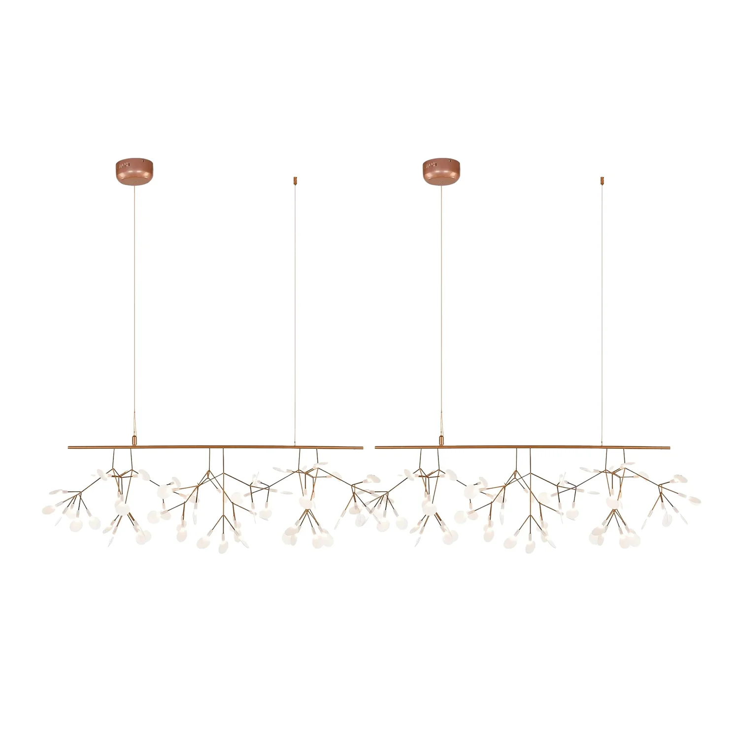 Люстра Long Style Firefly LED - комбо 1, 162 источника света, 200см х 50см, черный, холодный свет, диммер, пульт ДУ