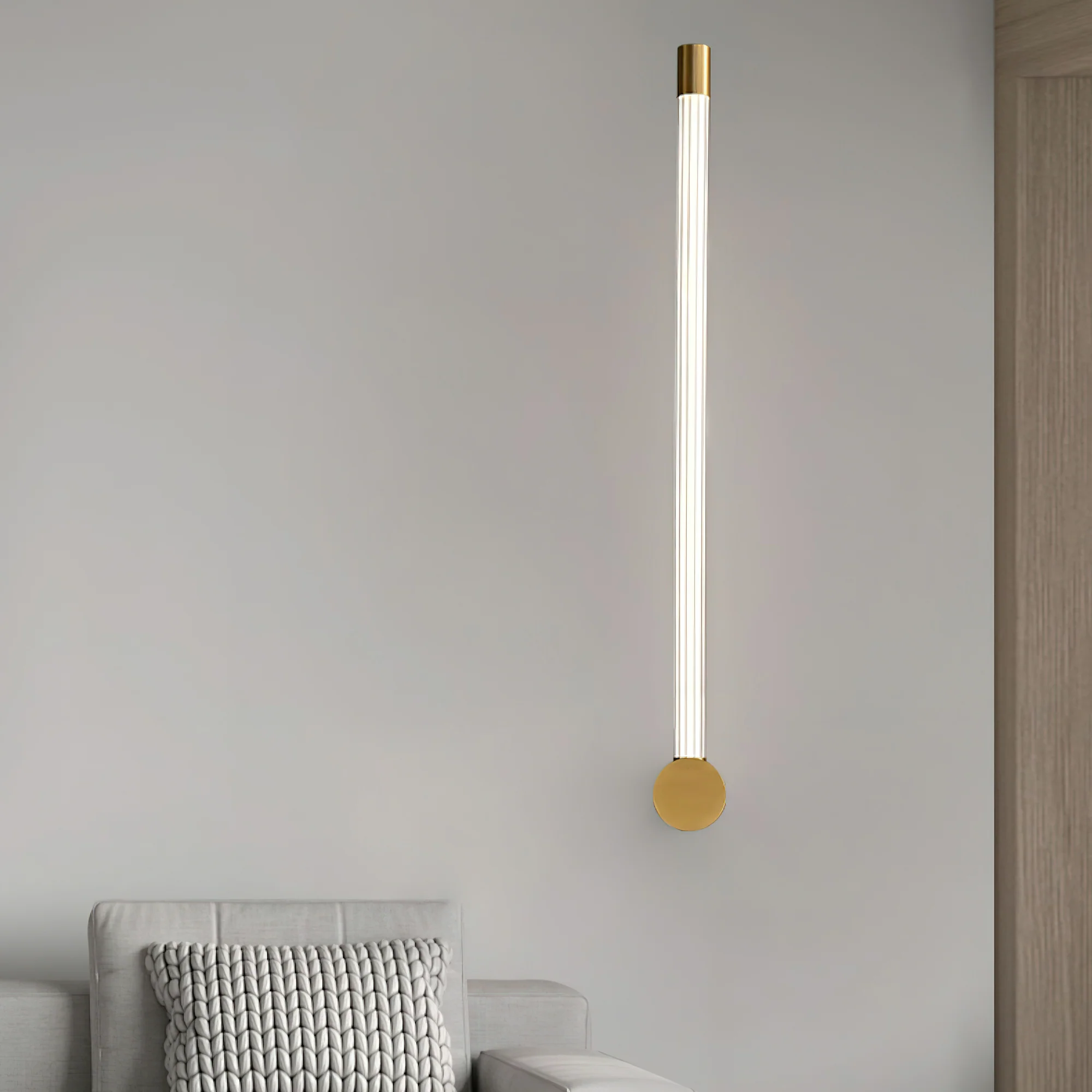 Linear LED Sconce - ∅ 2.7″ x H 25.6″ Set of 2 / Black / Warm Light
