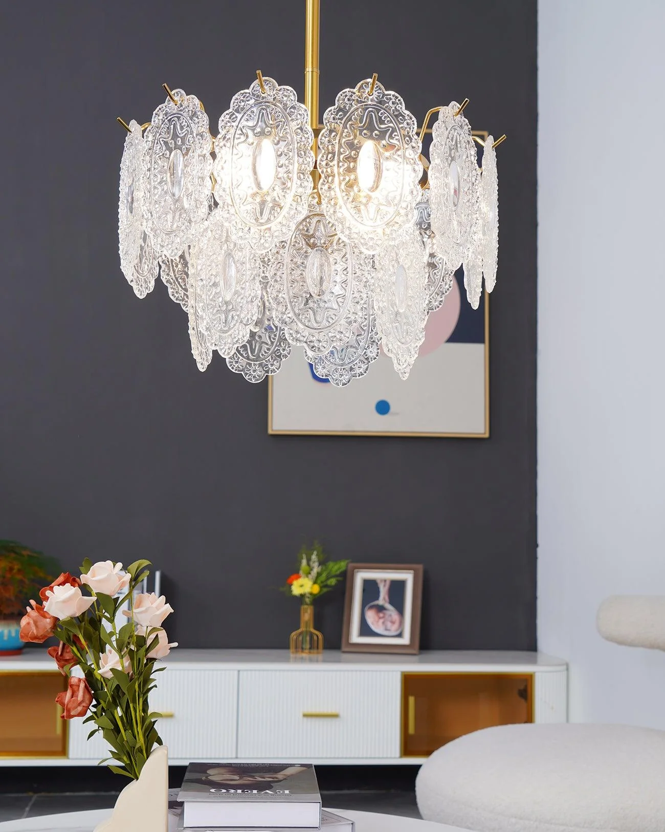 Люстра Wave Glass - ∅40см x 25см, золотой, прозрачный