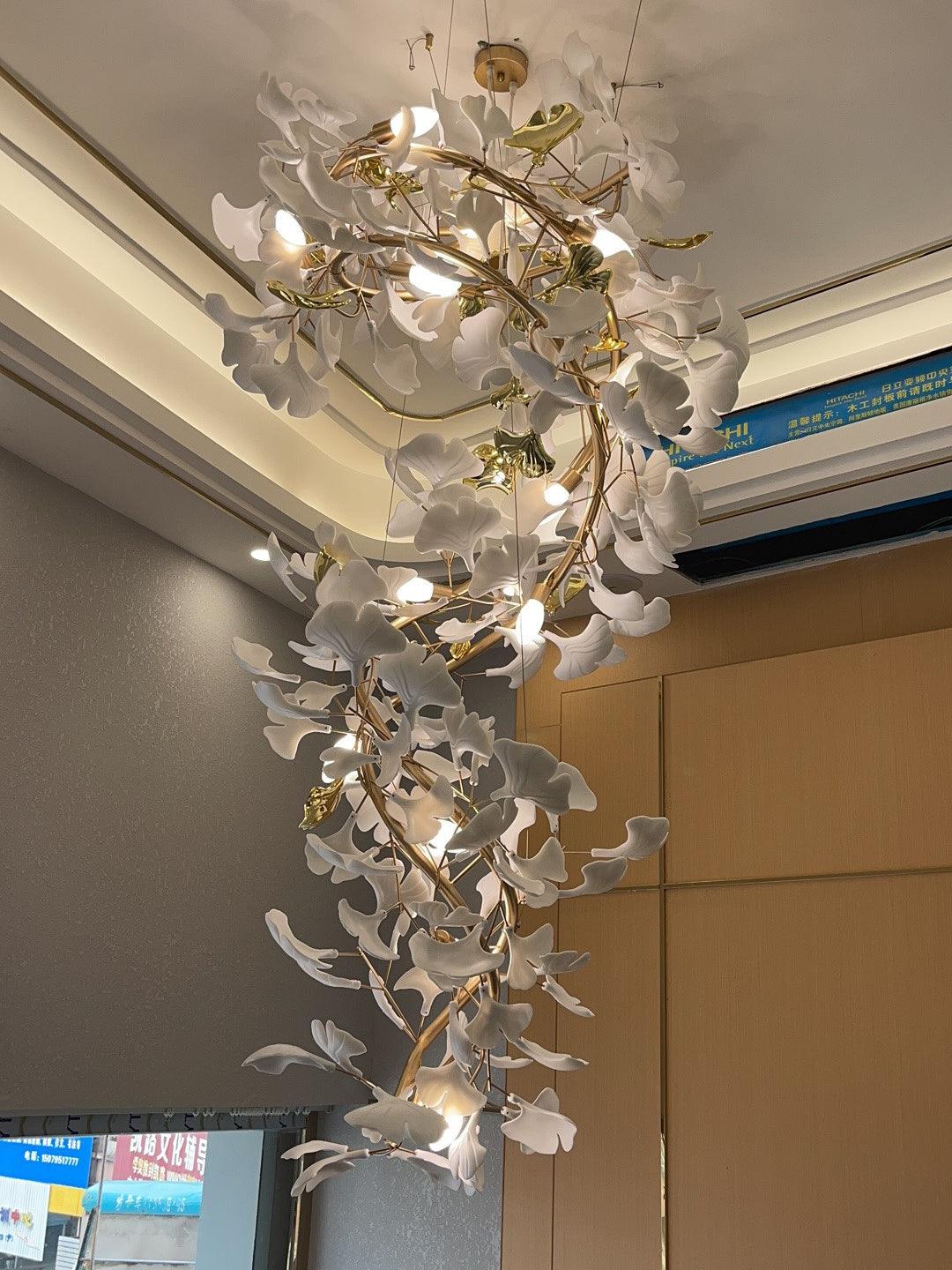 Люстра Gingko Q - ∅80см x 200см, никель, белый