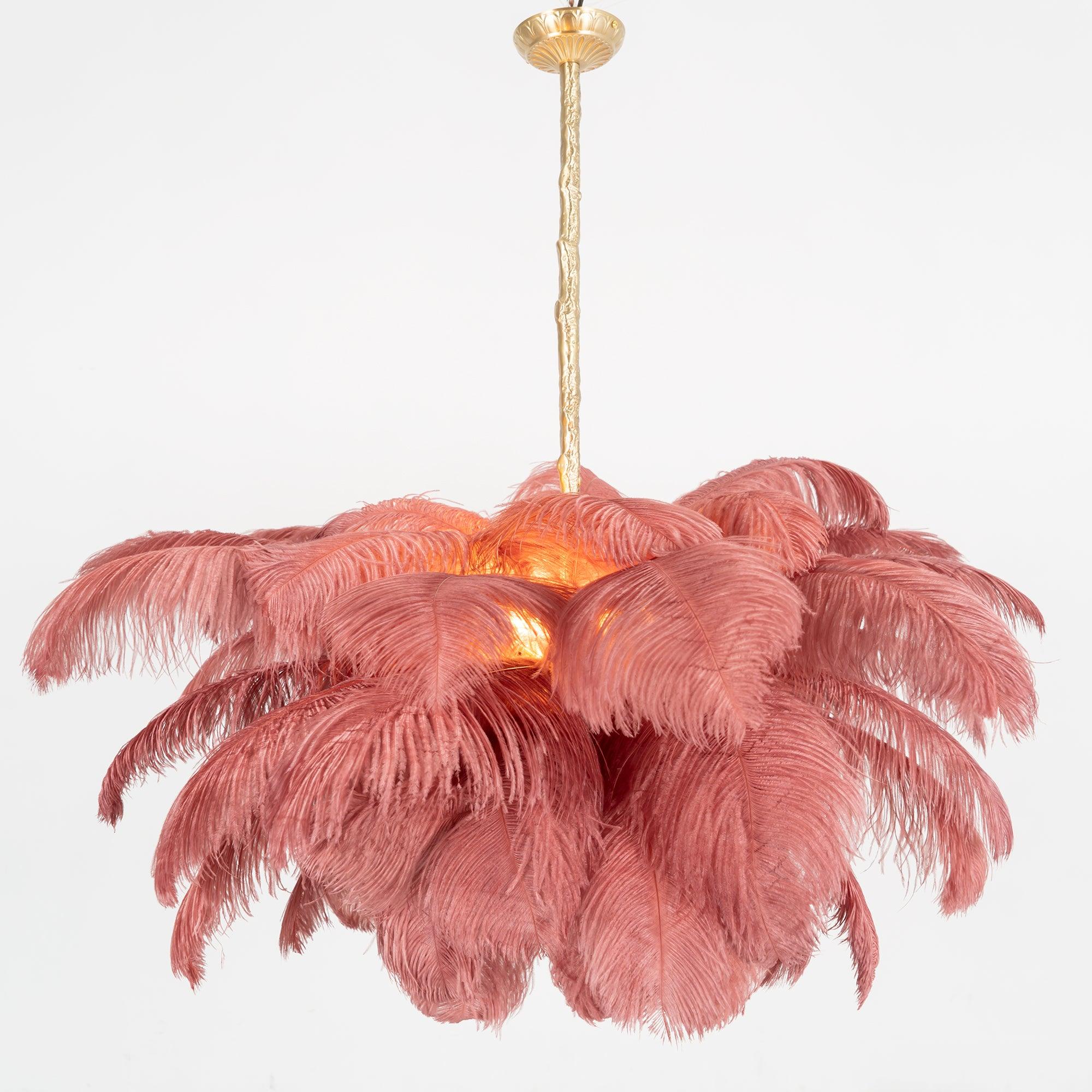 Люстра Ostrich Feather - ∅110см x 90см, серебро, белый