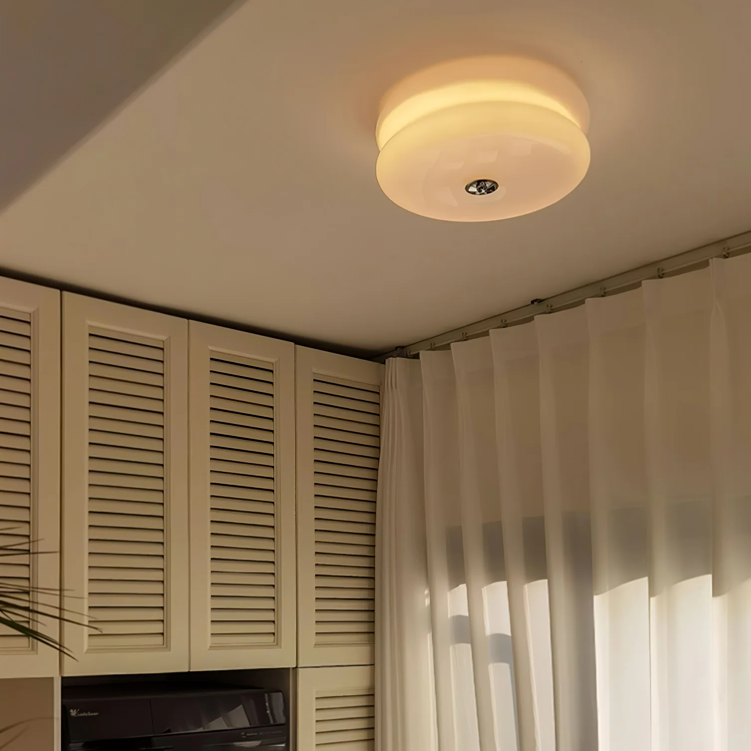 Потолочный светильник Art Deco Vintage - ∅40см x 13см, золотой, бежевый, диммер, теплый свет