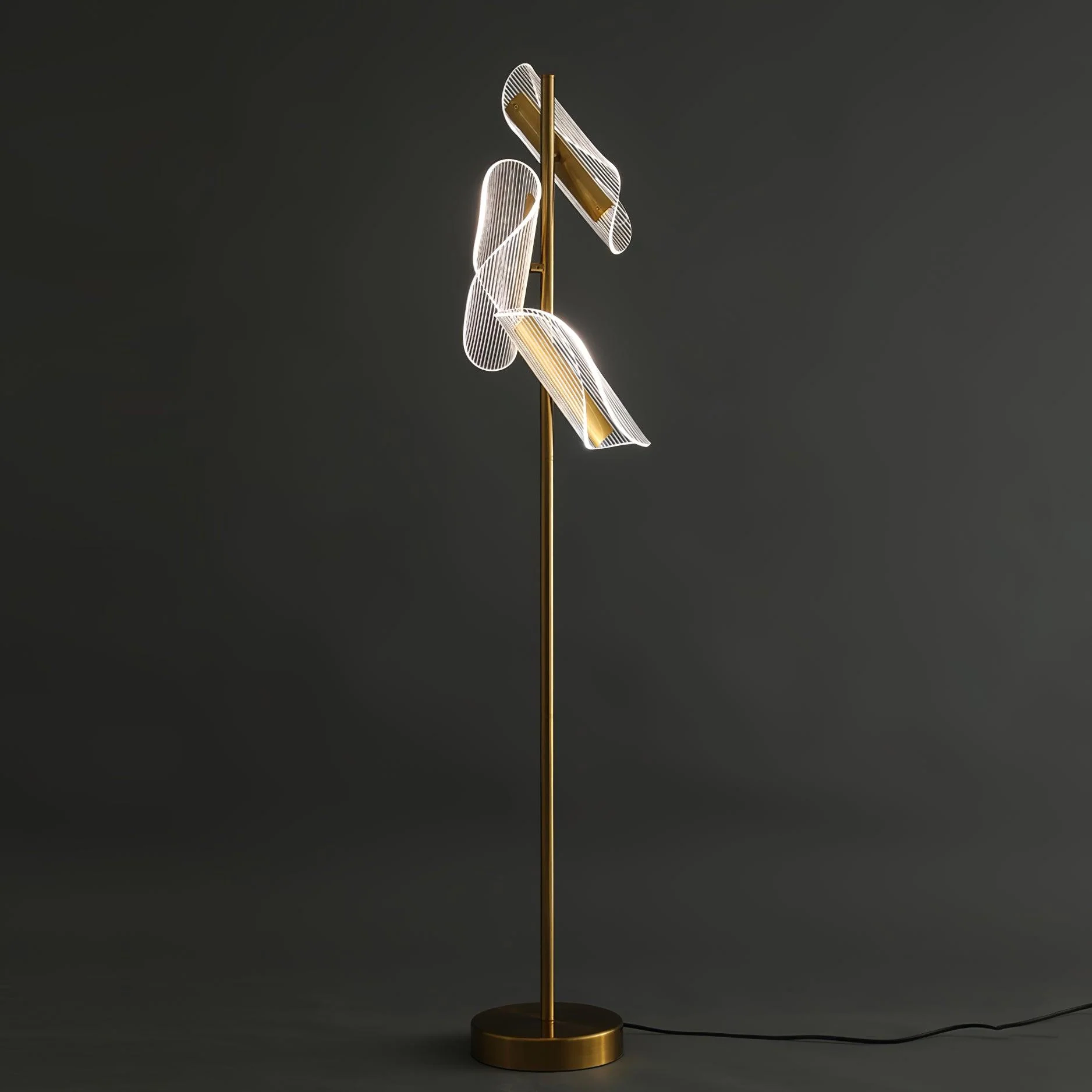 Flame Floor Lamp - ∅ 7.8″ x H 59″ / Dia 20cm x H 150cm / Gold / UK plug