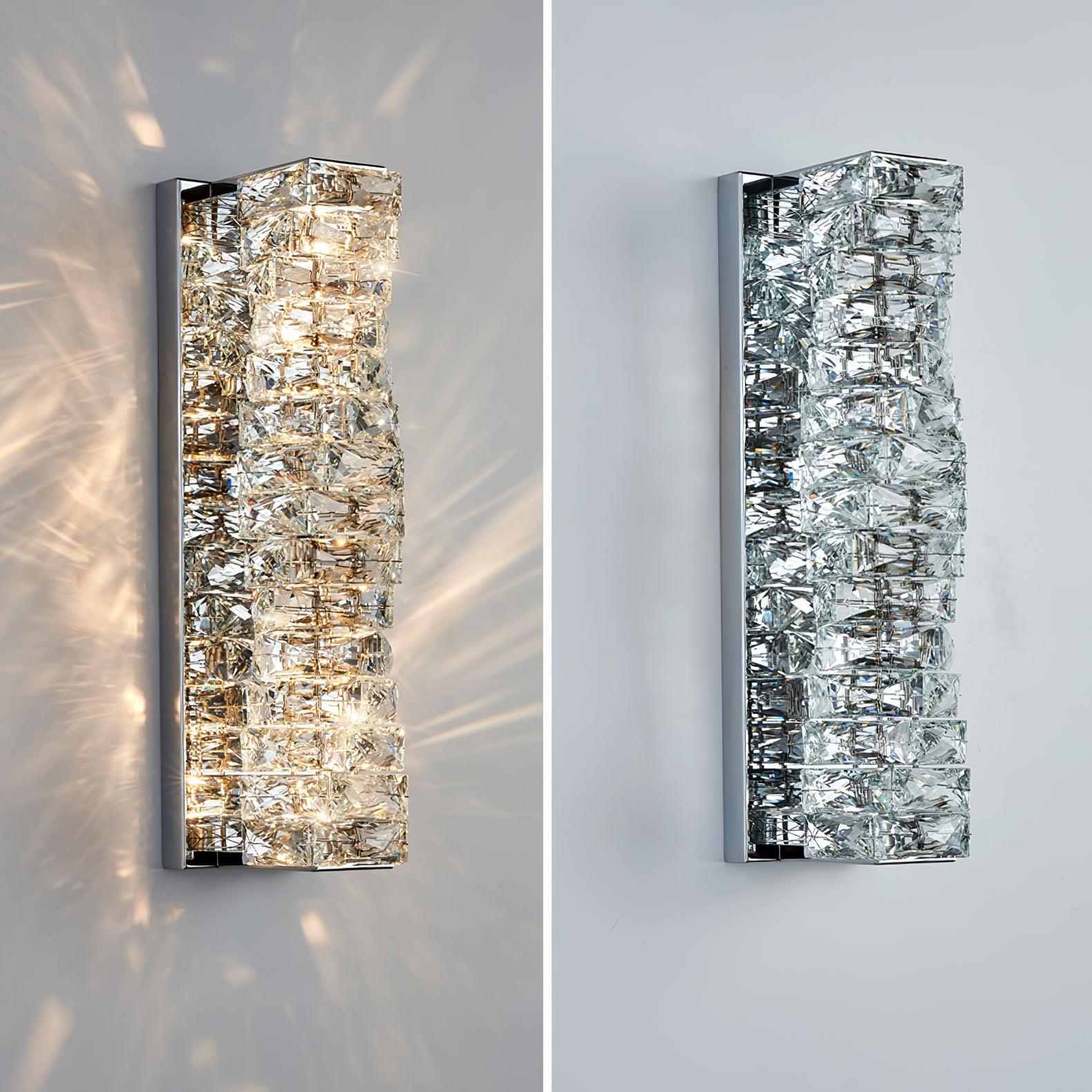 Настенный светильник Laminated Crystal - ∅12см х 46см, хром, холодный свет