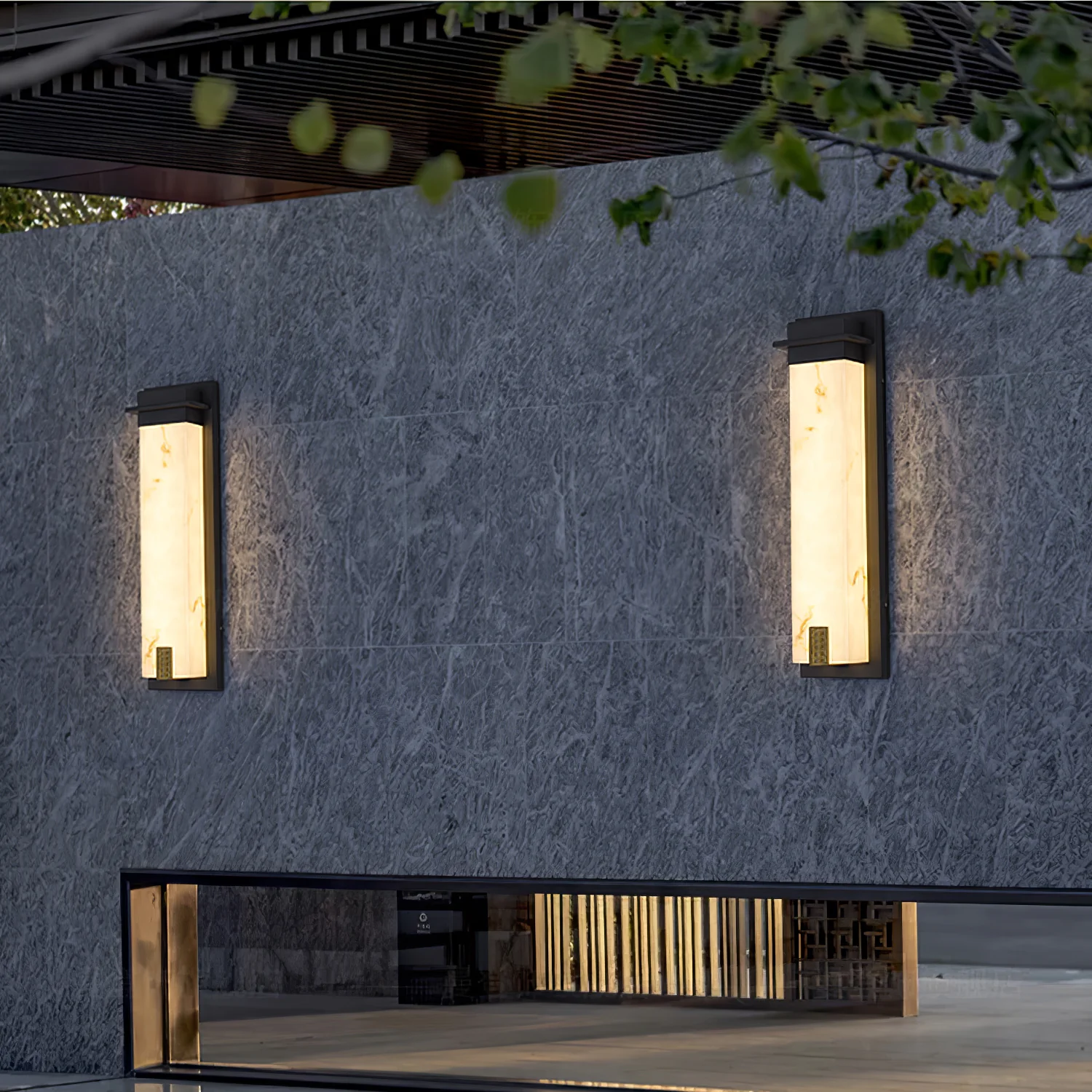 Delaney Outdoor Wall Light - Model A L 6.3″ x W 4.3″ x H 19.7″ Set of 2 / Black & White / Warm Light