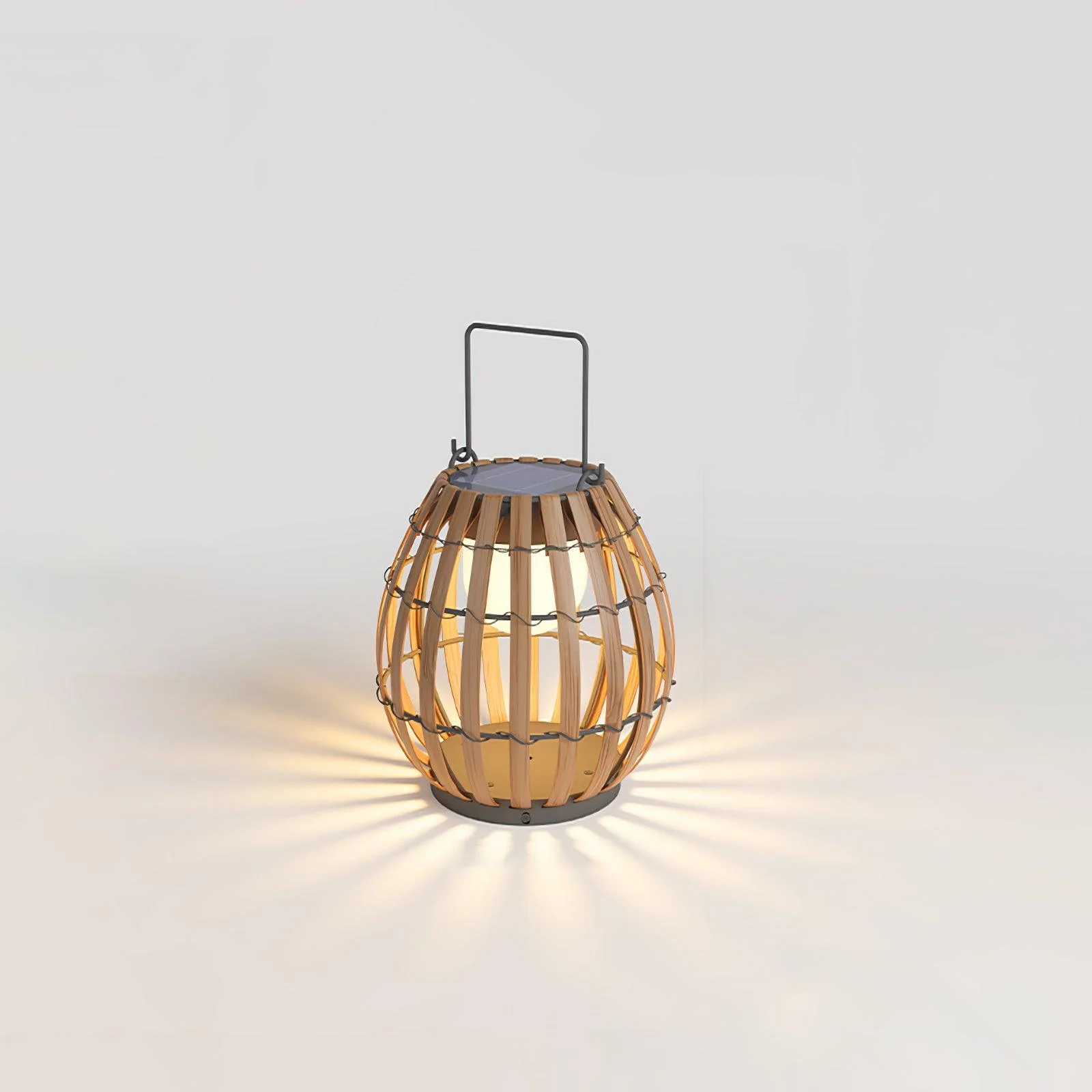 Уличный светильник Tropic Braid Lantern - модель B, солнечная батарея, ∅30см x 40см, черный, дерево