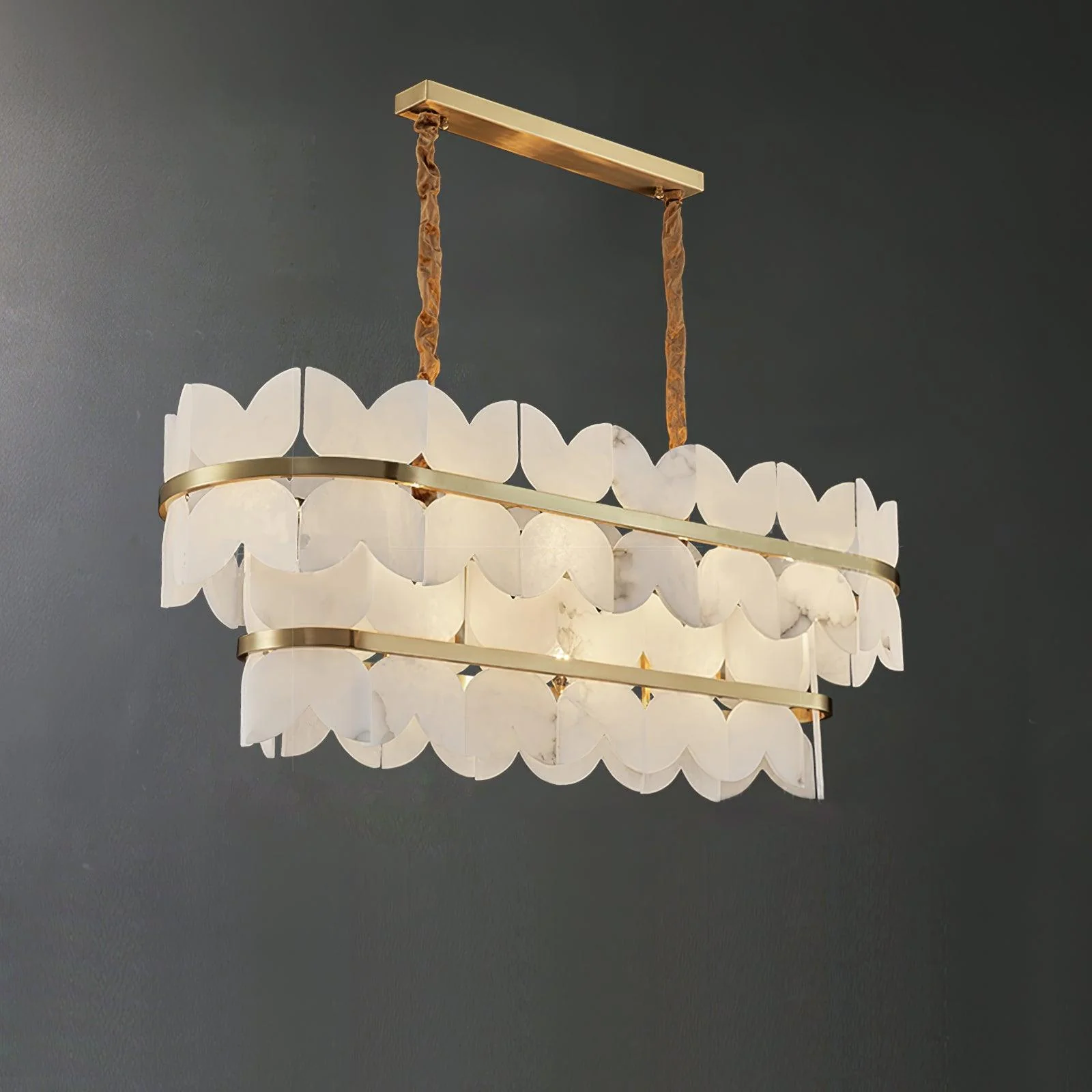 Люстра Alabaster Cloudscape - 1 уровень, ∅80см x 22см, латунь, белый