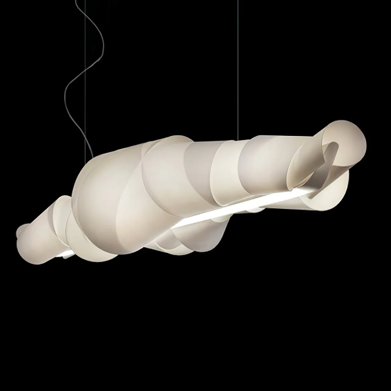 Люстра Caterpillar - ∅150см x 35см, белый, теплый свет