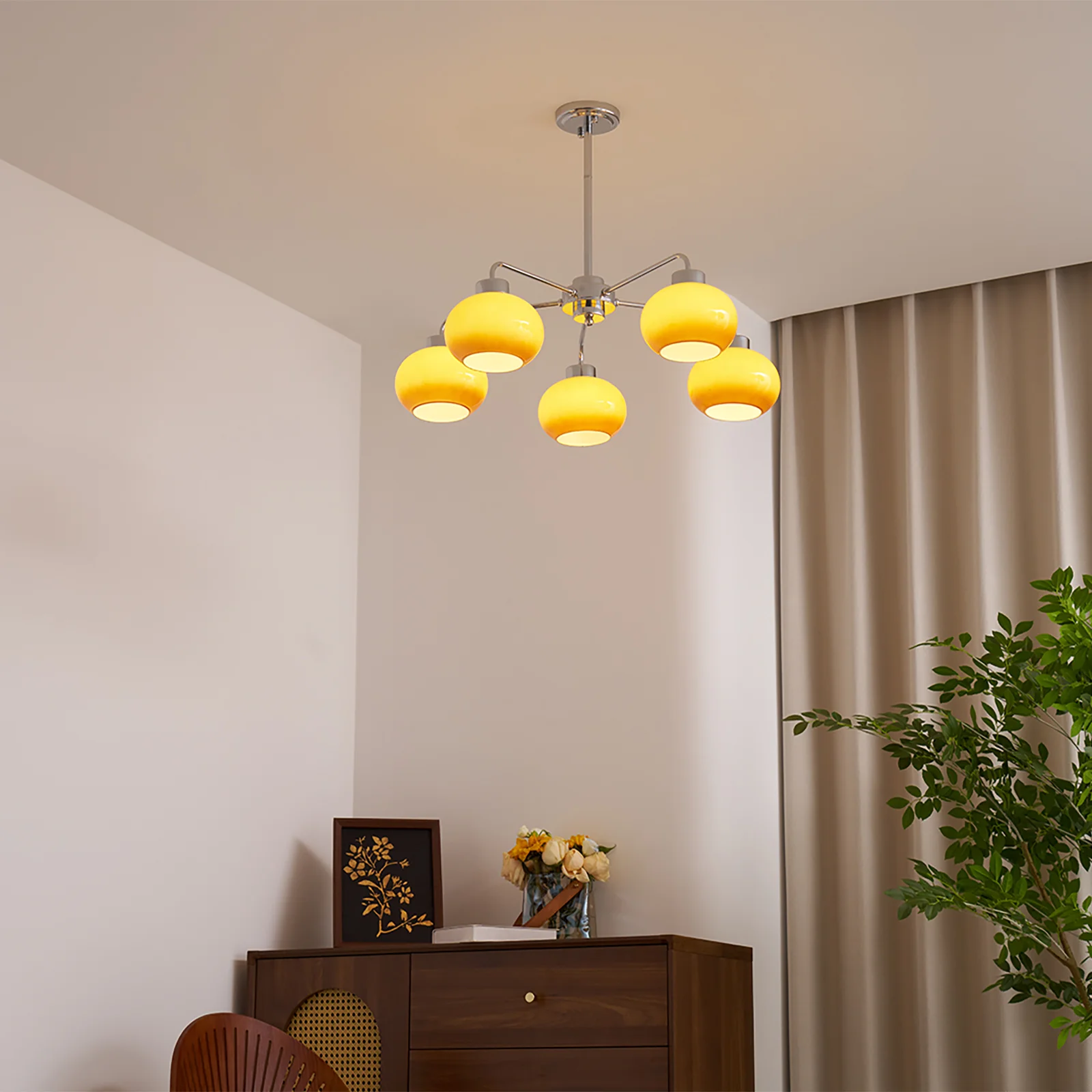 Люстра Oval Persimmon - 8 плафонов ∅85см x 15см, хром, белый