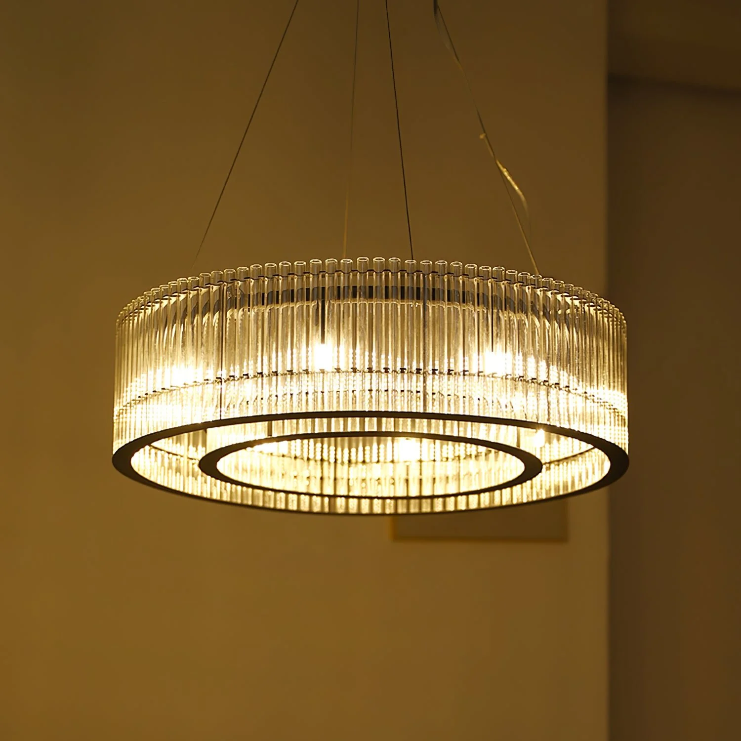 Люстра Glass Tube Ring - ∅60см x 16см, черный, прозрачный