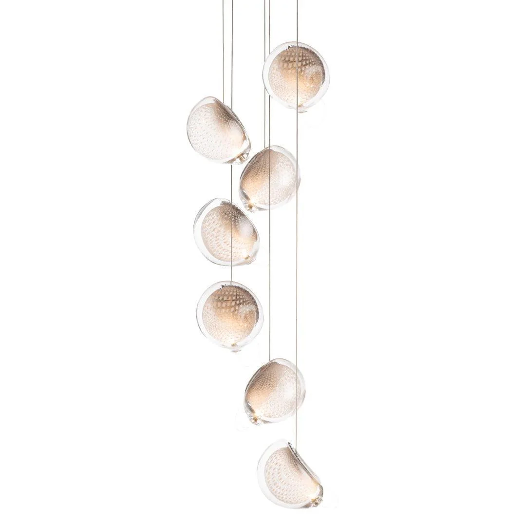 Подвесной светильник Mesh Glass - 5 подвесов ∅15см x 150см, холодный свет