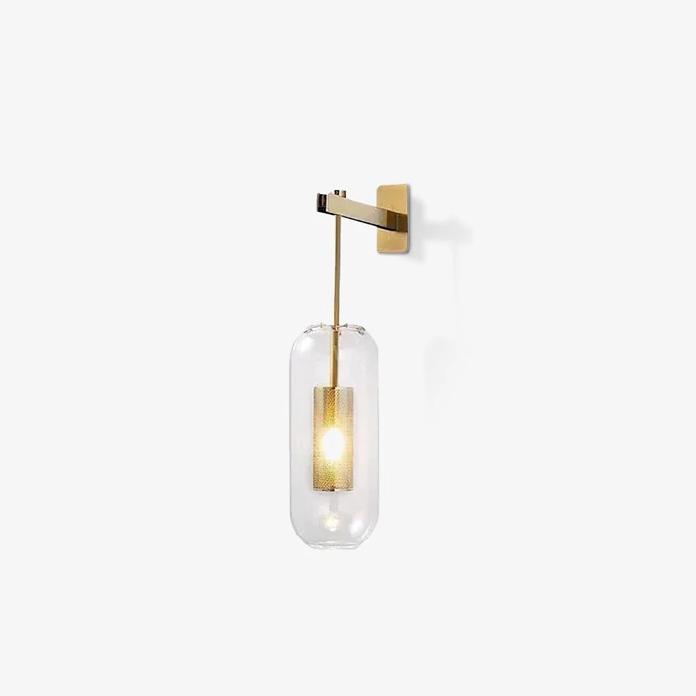 Vadim Glass Wall Lamp - ∅ 9.8″ x H 23.6″ / Dia 25cm x H 60cm Set of 2 / Black & Clear glass