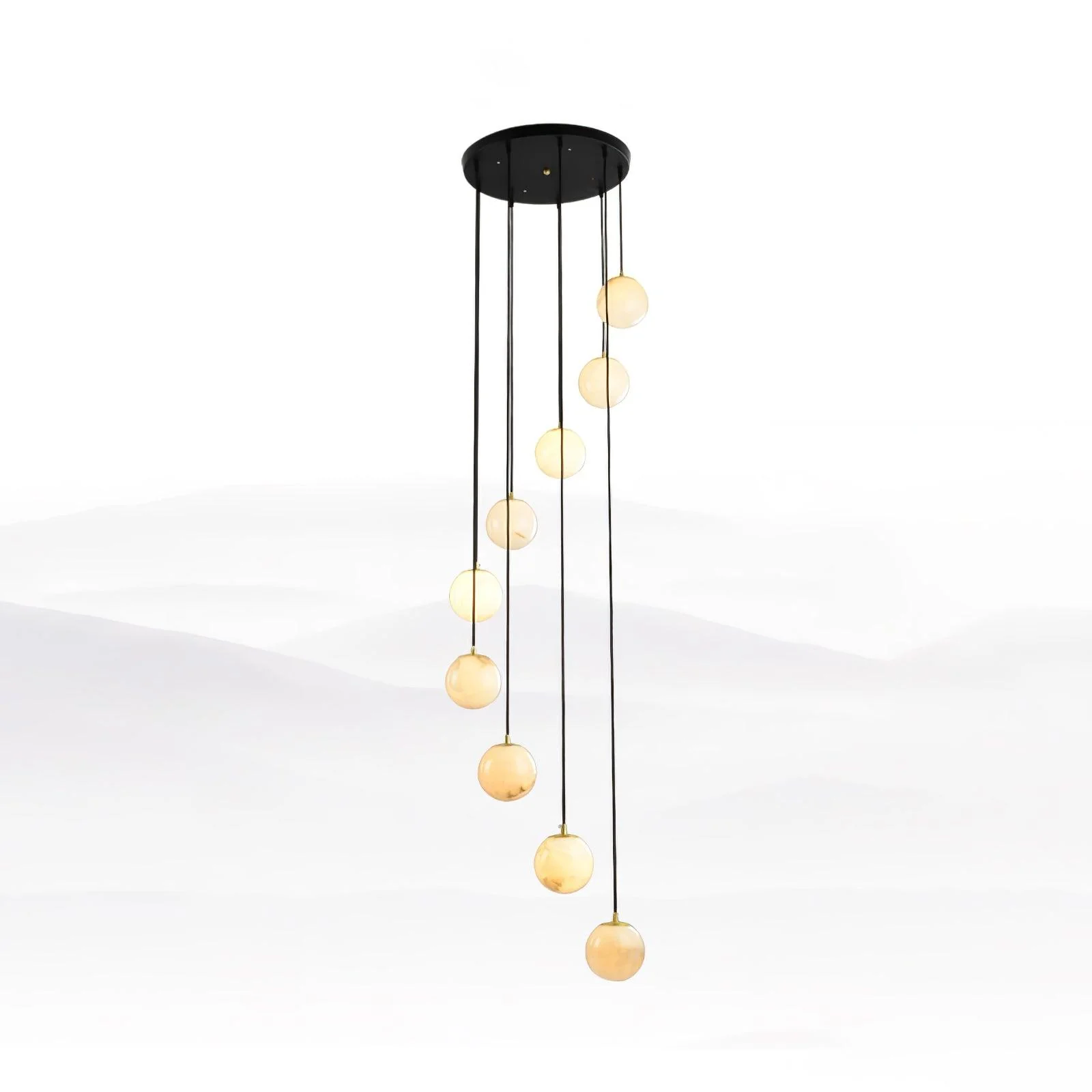 Люстра Alabaster Balls Cluster - 9 подвесов 40см x 40см x 200см, черный, белый