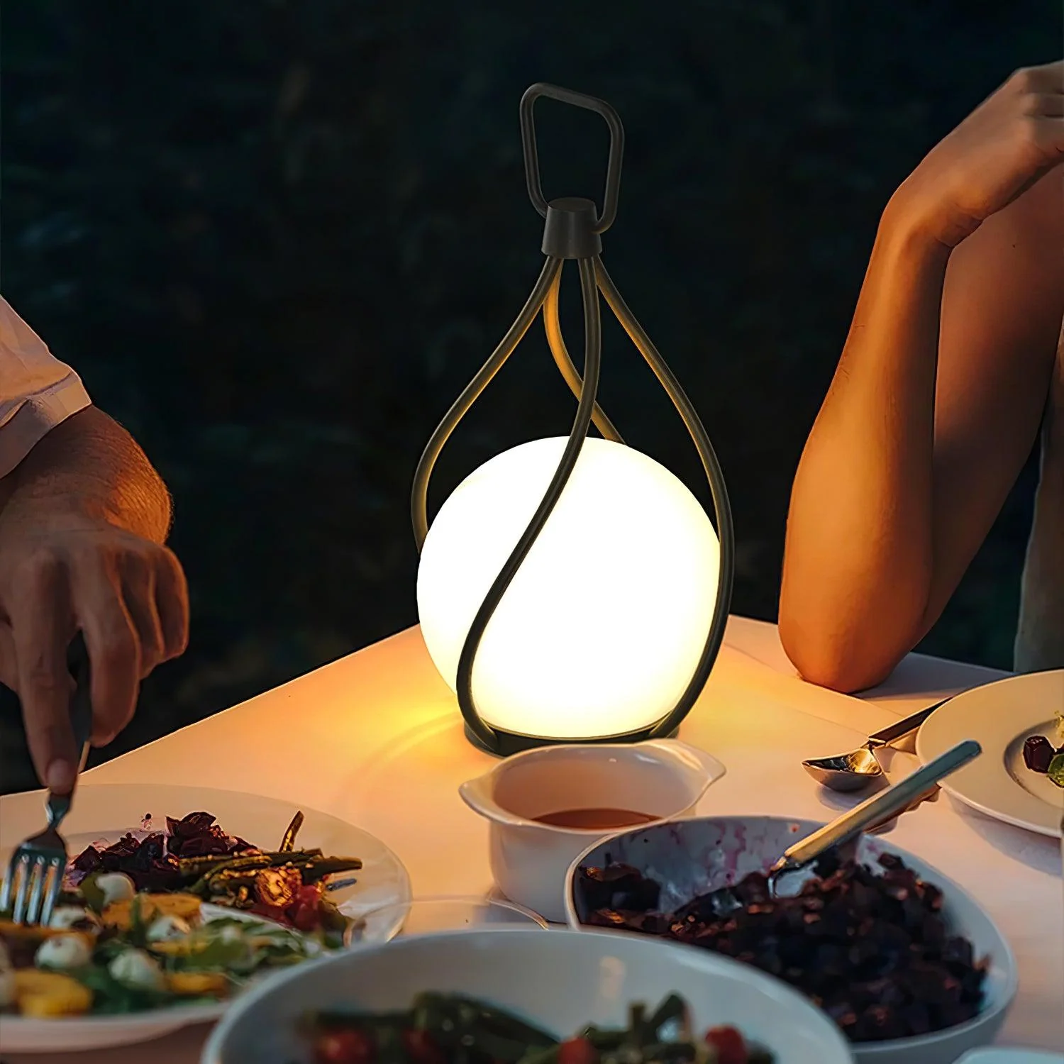 Настольный светильник Eclisse Orb Lantern Rechargeable - ∅10см x 25см, черный, прозрачный, теплый свет