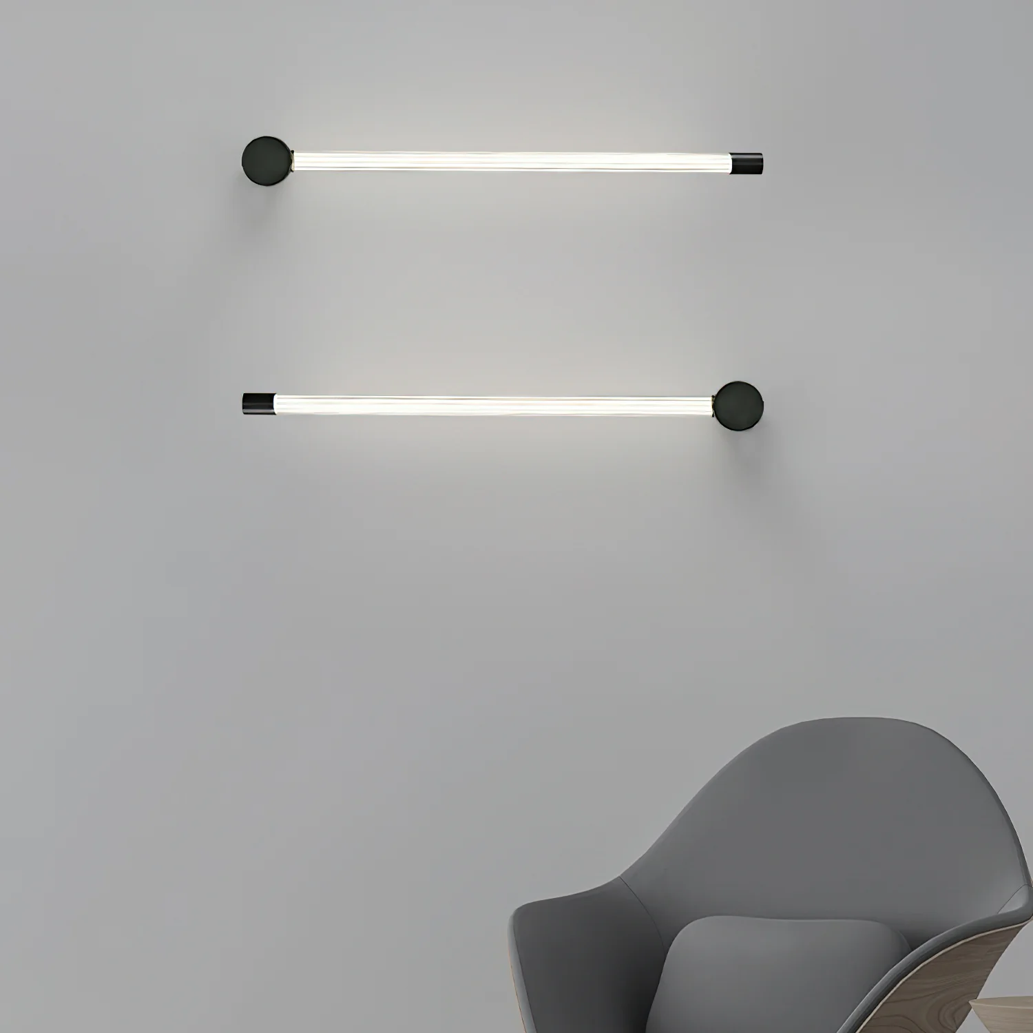 Linear LED Sconce - ∅ 2.7″ x H 25.6″ Set of 2 / Black / Warm Light