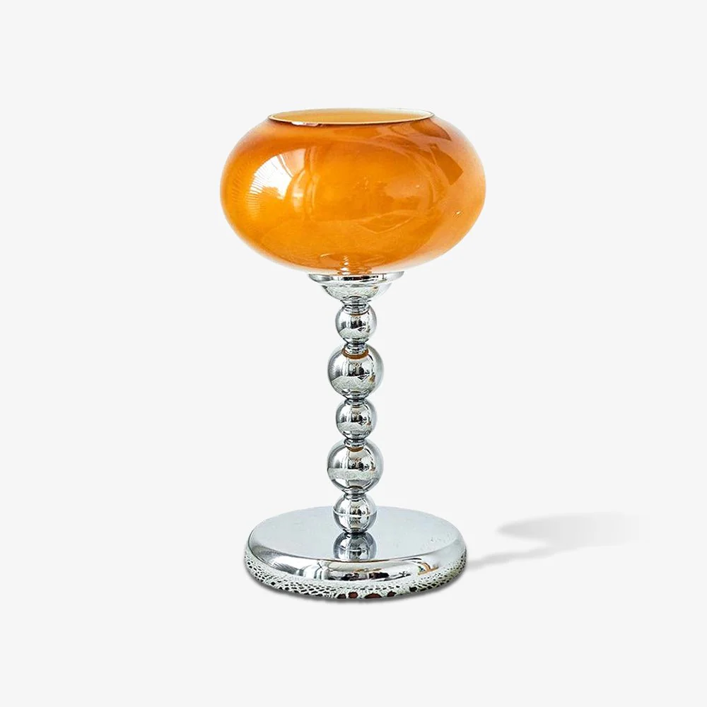 Oval Persimmon Table Light - ∅ 7.1″ x H 12.6″ / Dia 18cm x H 32cm / Chrome+Dark orange / US plug