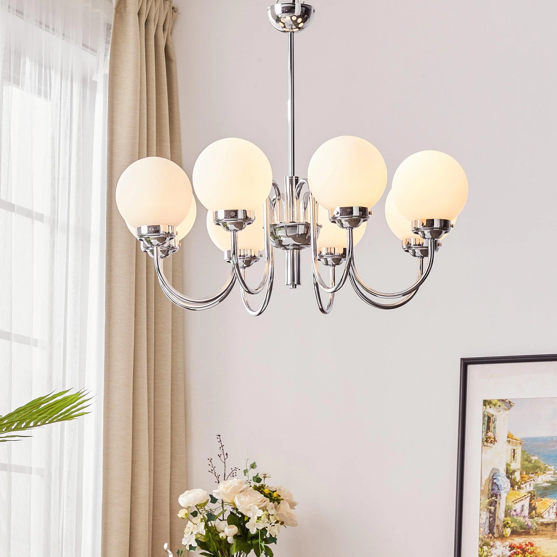 Люстра Progress Lighting Carisa - 5 плафонов ∅55см x 30см, хром