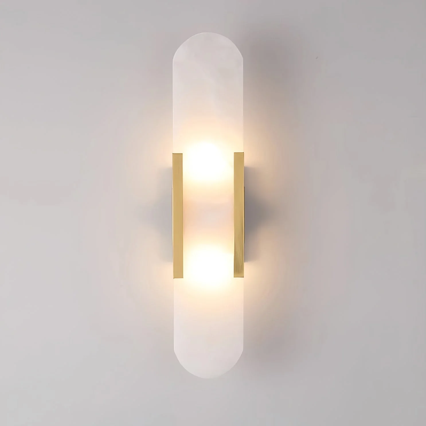 Melange Elongated Alabaster Wall Lamp - Dia 10cm x H 35cm Set of 2 / Black