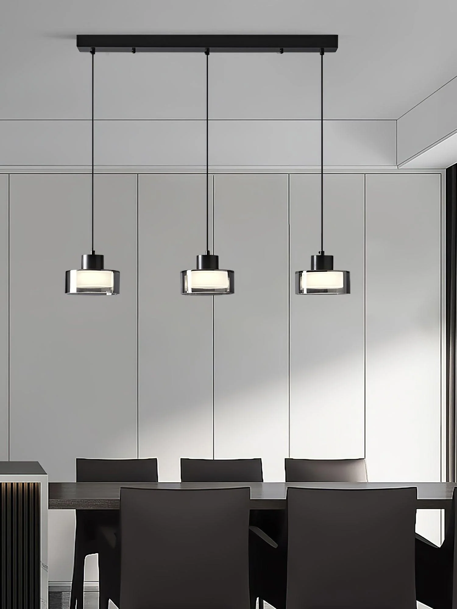 Подвесной светильник Quartet of Light Glass  - модель D Small - ∅70см x 150см, черный, дымчато-серый, 3000-6500К