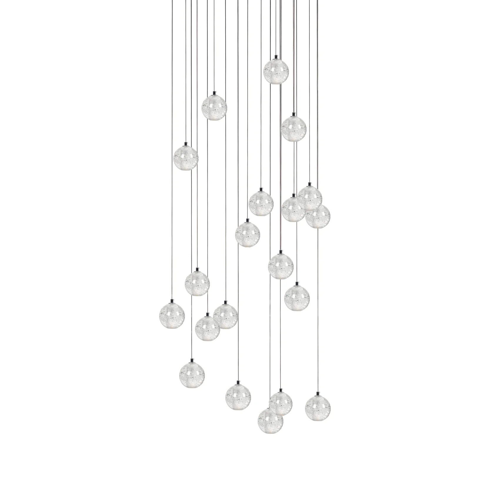 Подвесной светильник Crystal Bubbles Balls - круглое крепление, 9 подвесов ∅40см x 200см, хром, прозрачный
