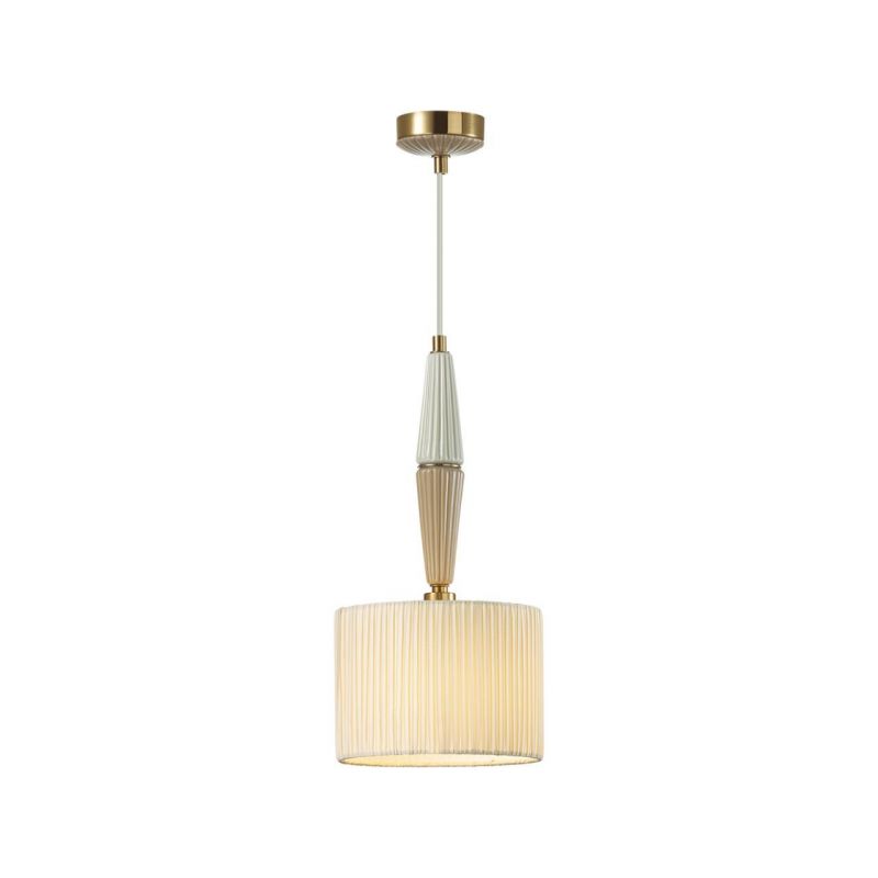 Подвес Odeon Light CLASSIC ODL_EX24 77 LATTE бронзовый/светло-коричневый/кремовый/металл/керамика/ткань E14 1*40W  5403/1