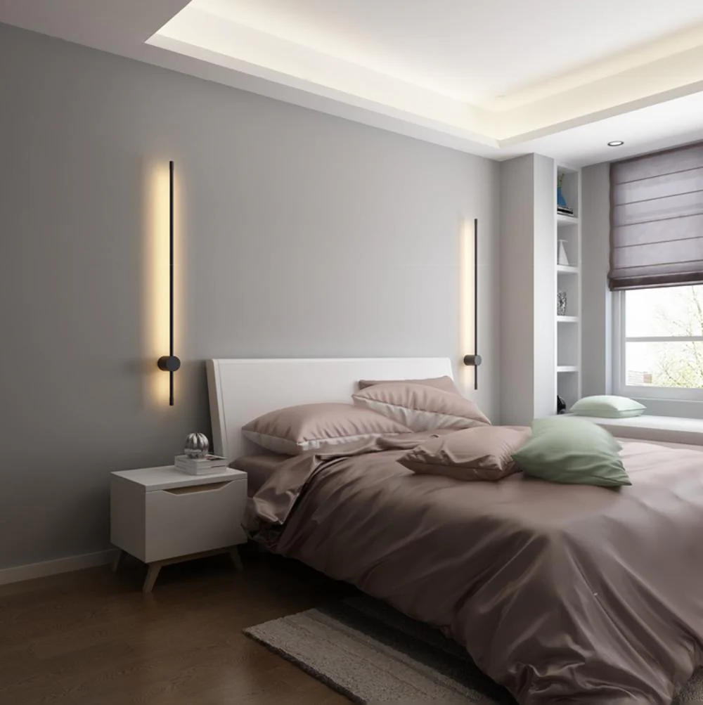 Linear LED Wall Light - Model C Set of 2 / Black / Cold Light