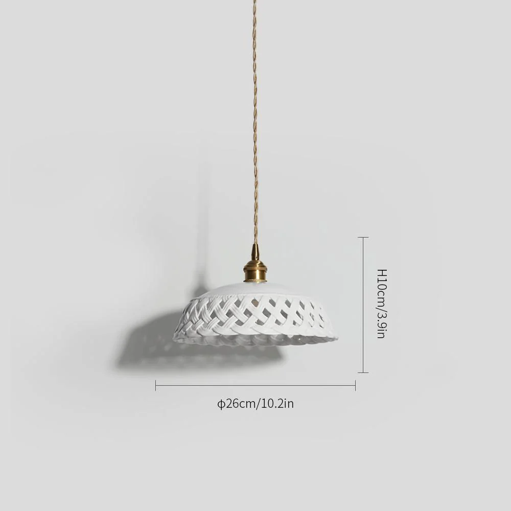 Подвесной светильник Openwork Ceramic Pendant Swag - 2 подвеса ∅15см x 10см, латунь, белый