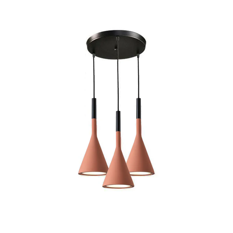 Подвесной светильник Conical Concrete - круглое крепление, 3 подвеса, зеленый