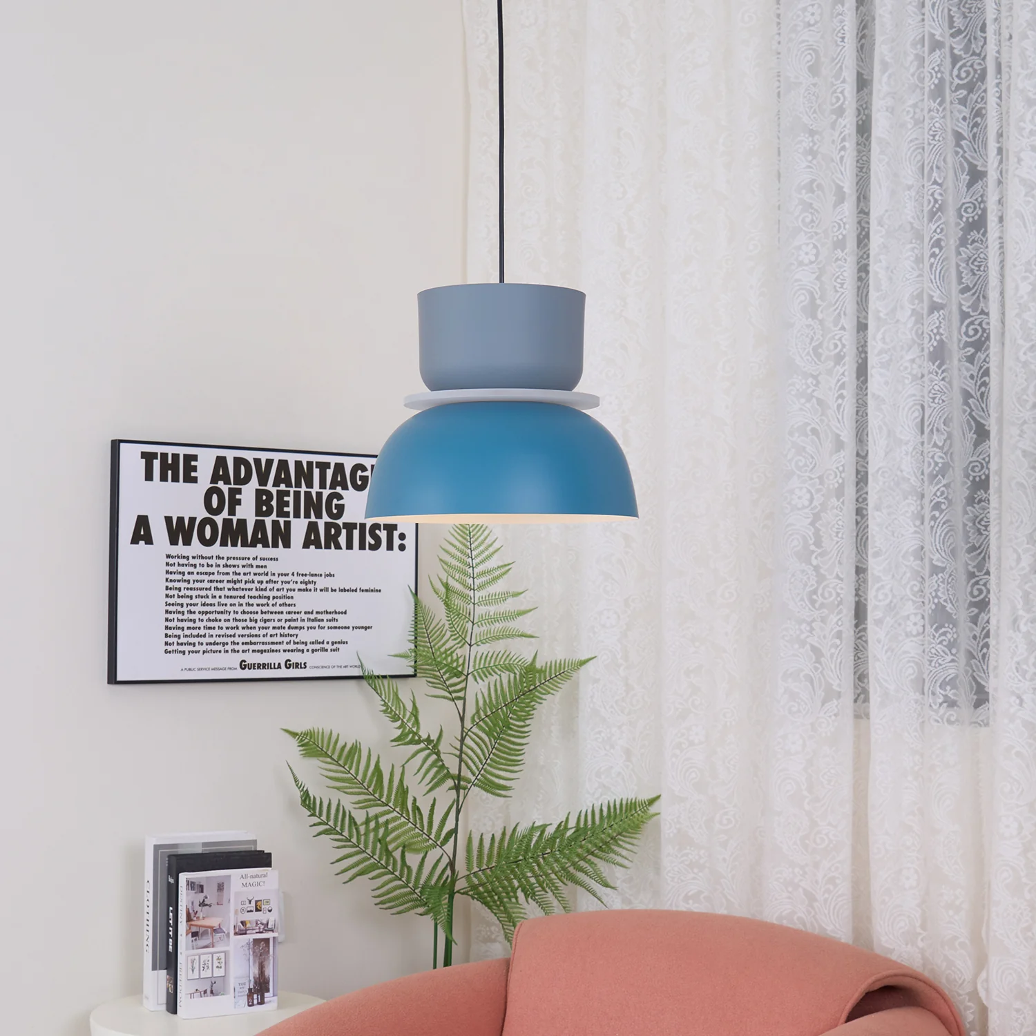 Подвесной светильник Etta Series - ∅18см x 24см, розовый, голубой