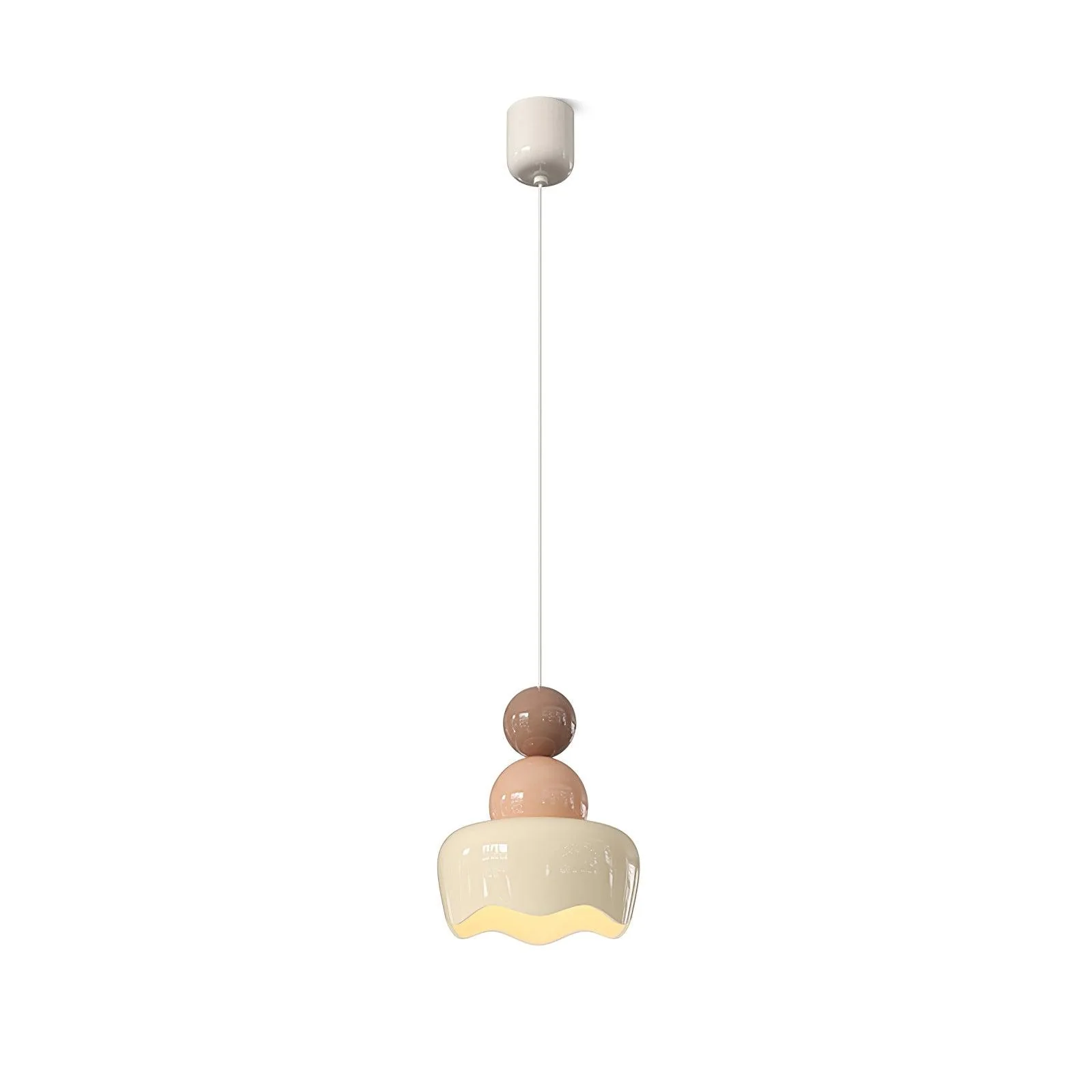 Подвесной светильник Sunny Rain Doll - ∅16см x 18см, молочный белый, кофейный, молочный кофе, теплый свет