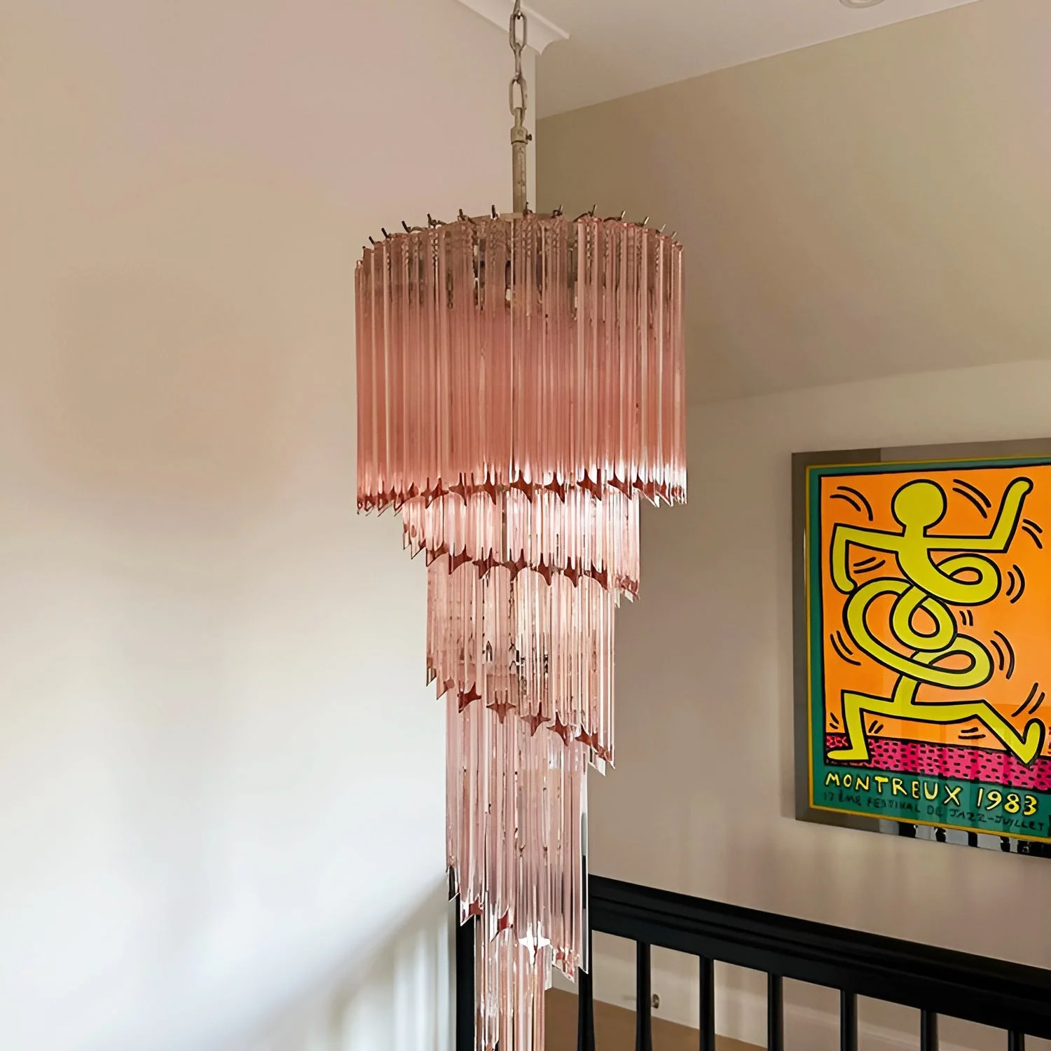 Люстра Murano Spiral Prism Glass - ∅40см x 100см, янтарь, прозрачный, никель