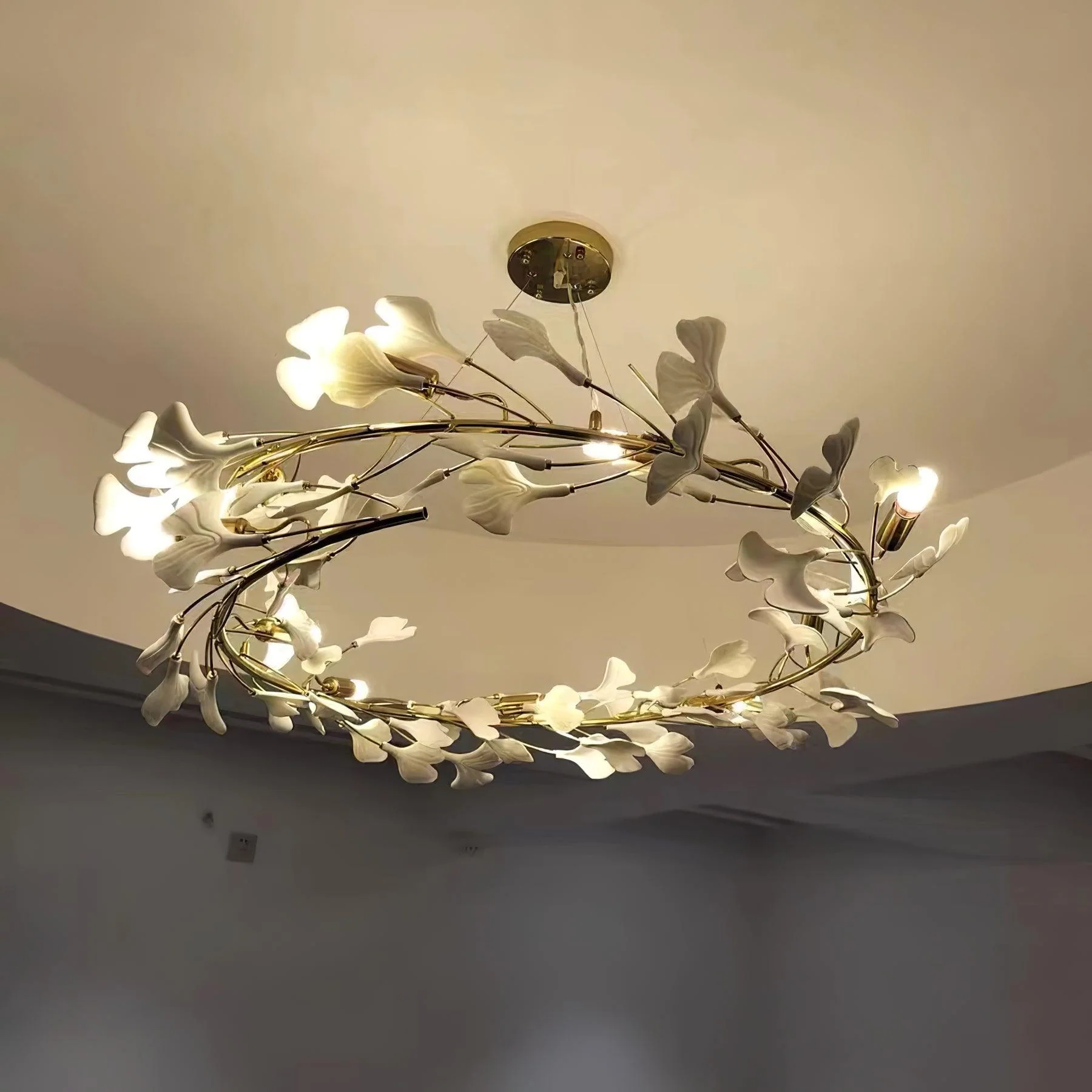 Люстра Gingko U - ∅100см x 30см, золотой, белый, только для больших помещений