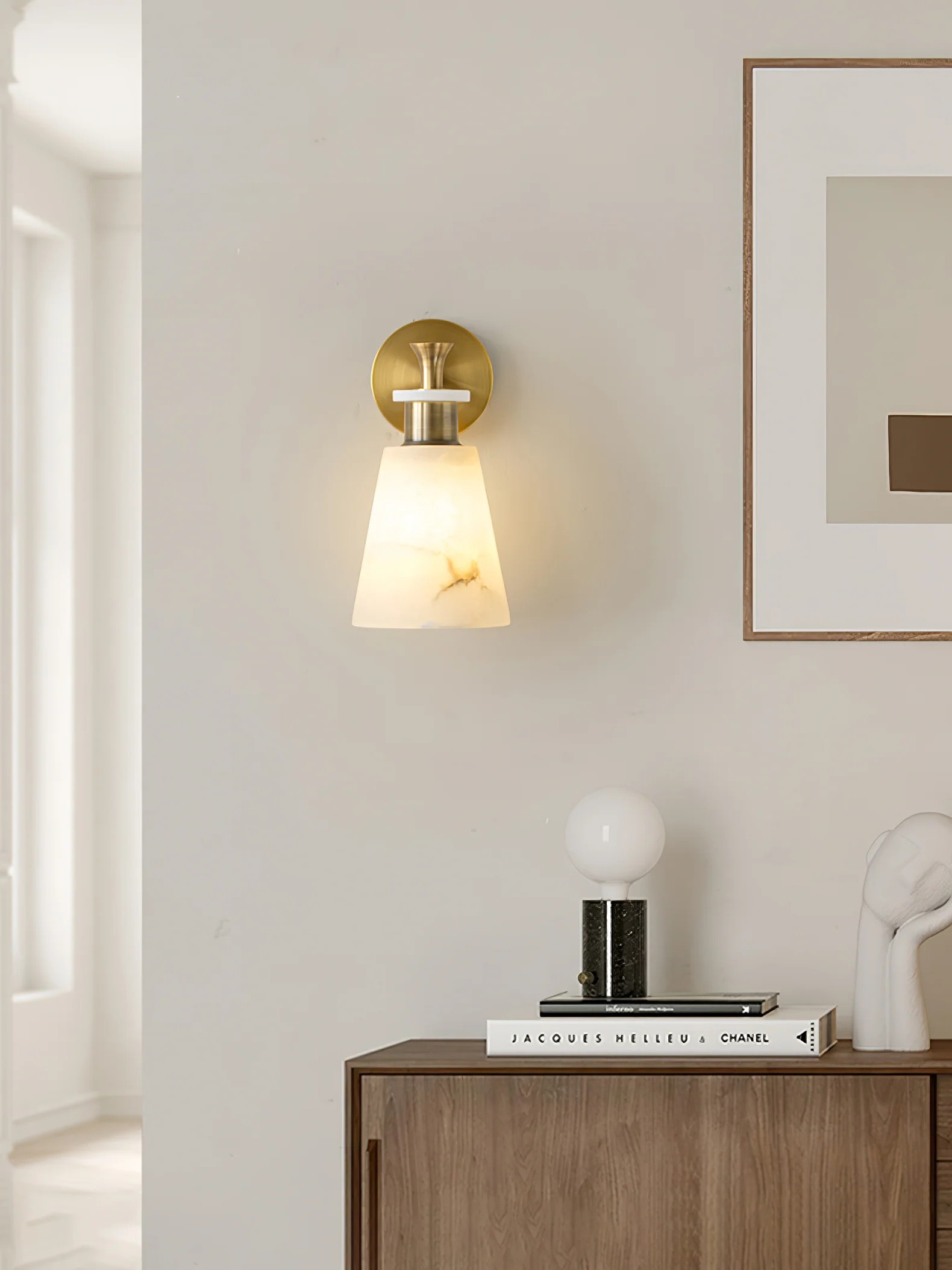 Настенный светильник Tapered Alabaster - ∅12см x 25см, античная медь