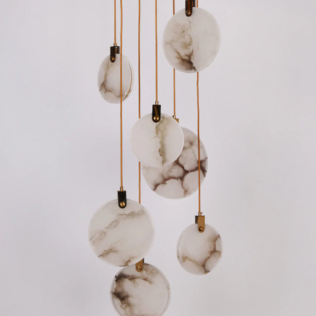 Подвесной светильник Harvest Alabaster - размер M, ∅25см x 25см, латунь, белый, теплый свет