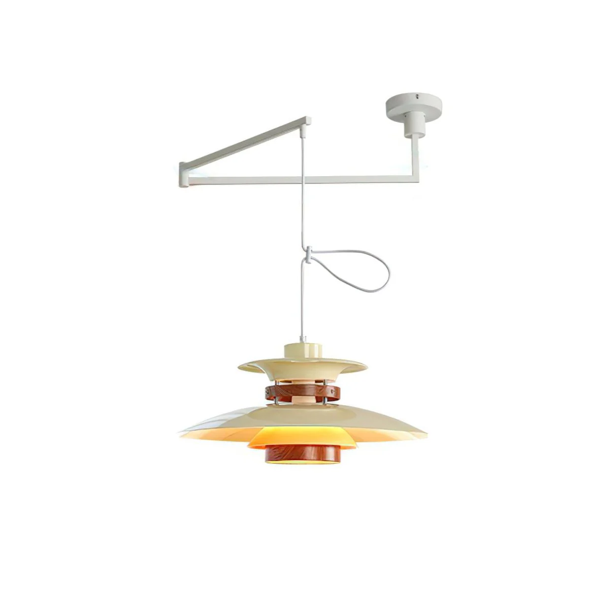 Подвесной светильник Mercero Swing Arm - ∅35см x 20см, бежевый, орех