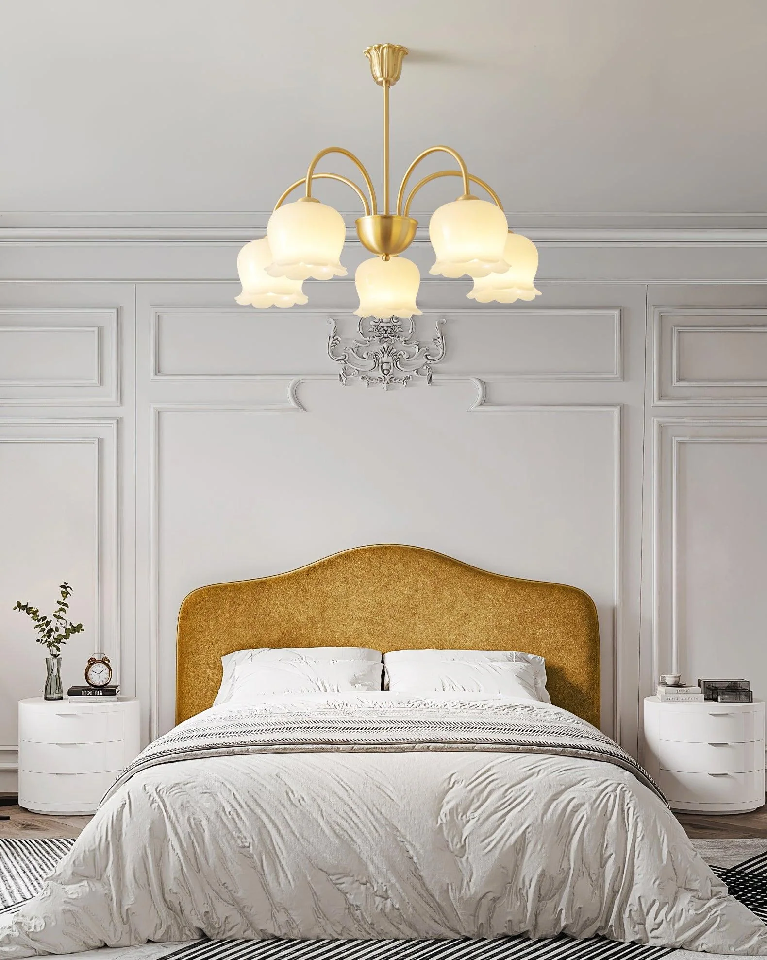 Люстра Orchids Brass - 8 плафонов ∅80см x 58см, латунь, бежевый